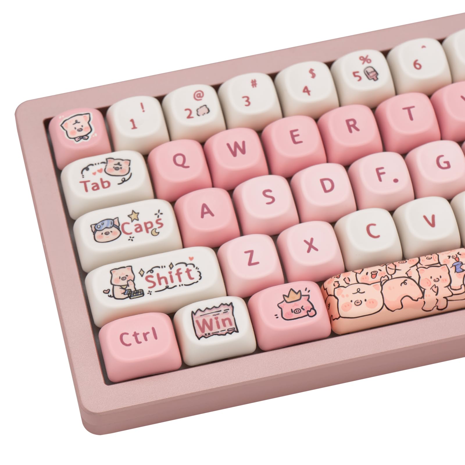 Coomickey Pbt Keycaps, Pink Cute Keycaps, Moa Keycaps Dye Sublimation, 131 Key Custom Keyboard Keycaps Set For 61/64/68/84/87/10