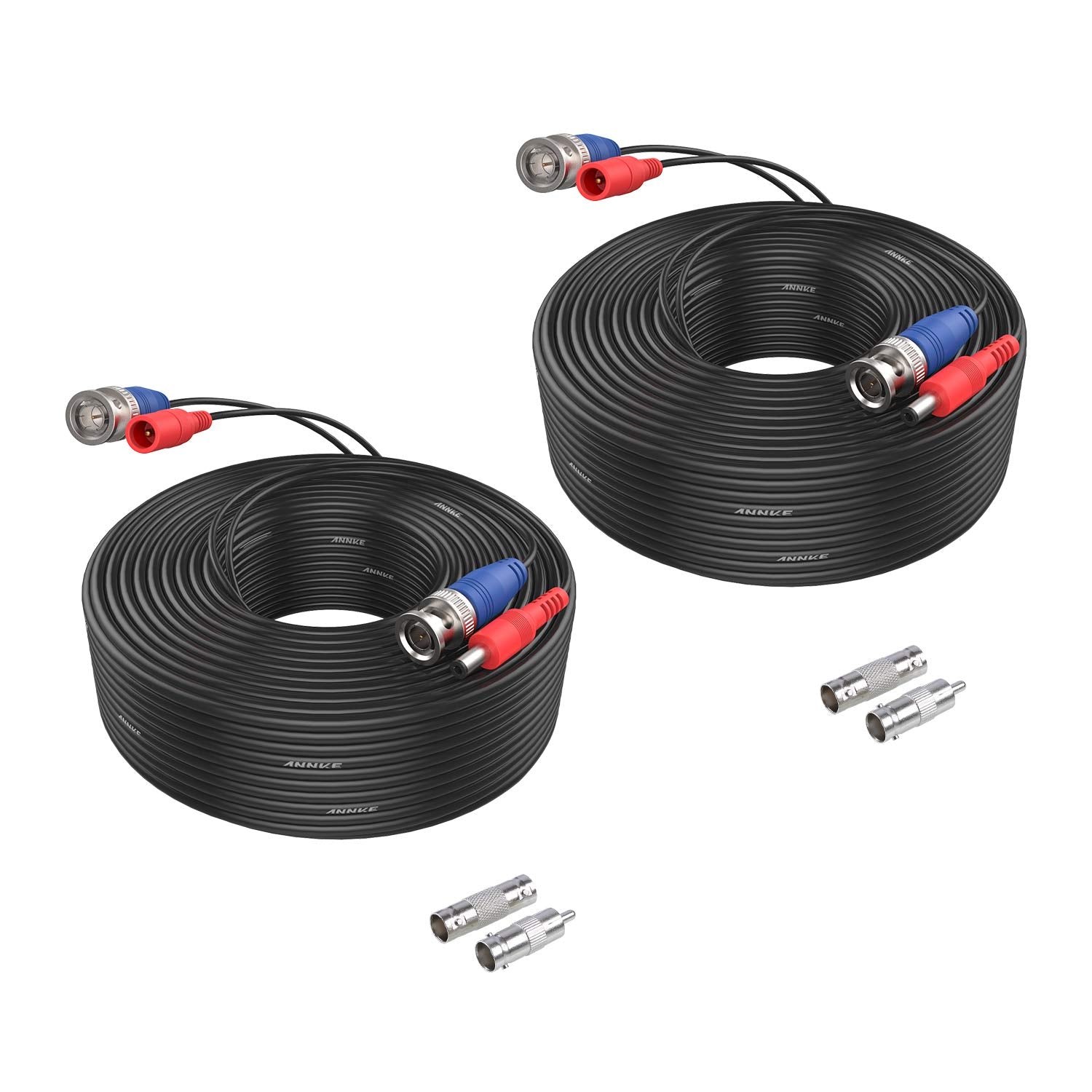 Annke 2 Pack 100 Feet Bnc Video Power Extension Cable, Pre Made All In One Security Camera Wire Cord For Surveillance Cctv Syste