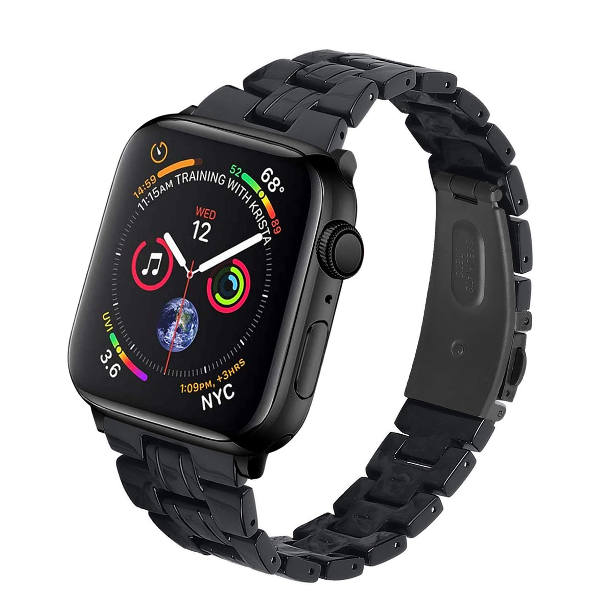 Hopo Compatible With Apple Watch Band Series 8 Series 7 Series Se Series 6 5 4 3 2 1 Slim Light Resin Strap Bracelet With Stainl
