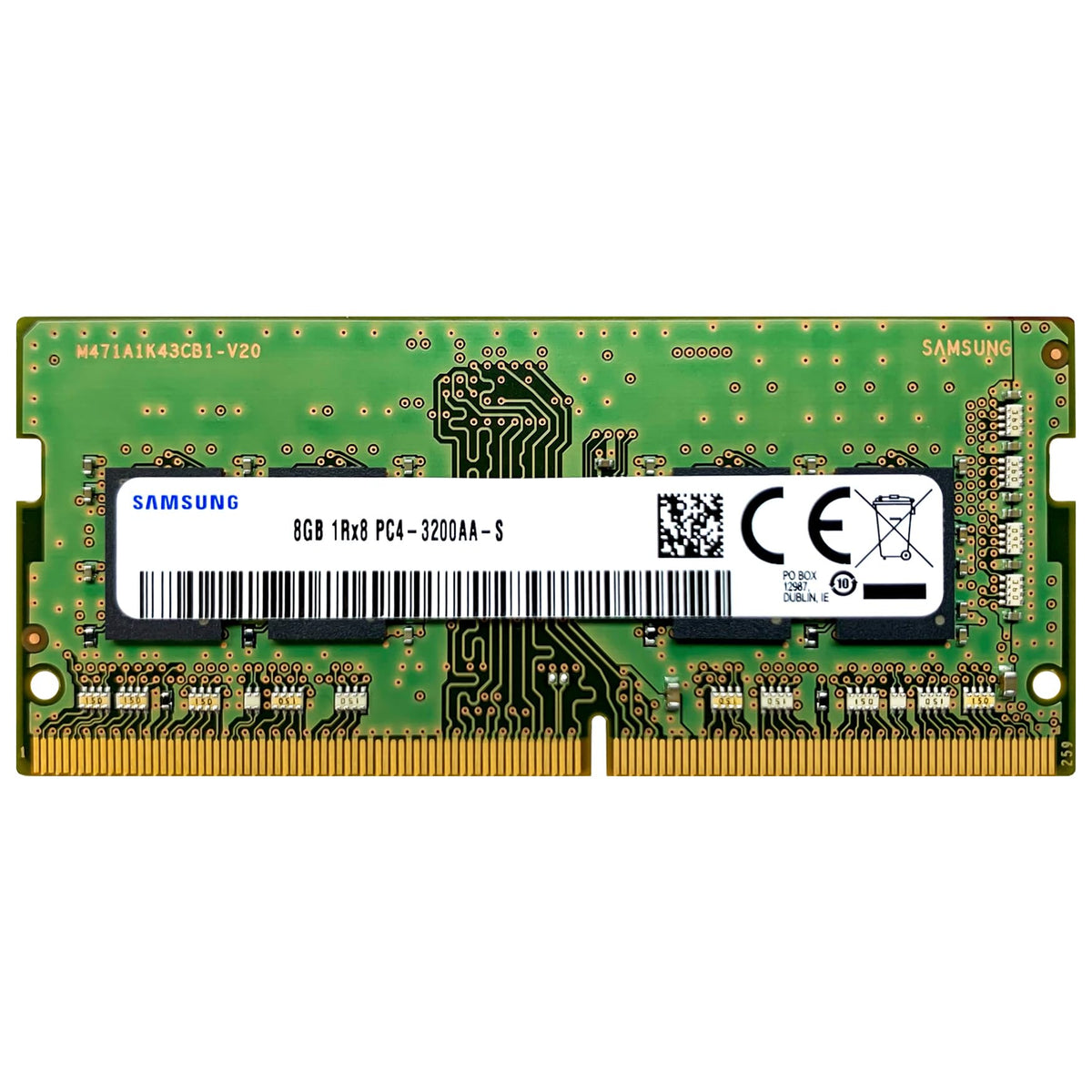 Samsung 8Gb Ddr4 3200Mhz Pc4-25600 (Pc4-3200Aa) Cl22 Sodimm 1Rx8 Single Rank 1.2V 260-Pin Laptop Ram Memory
