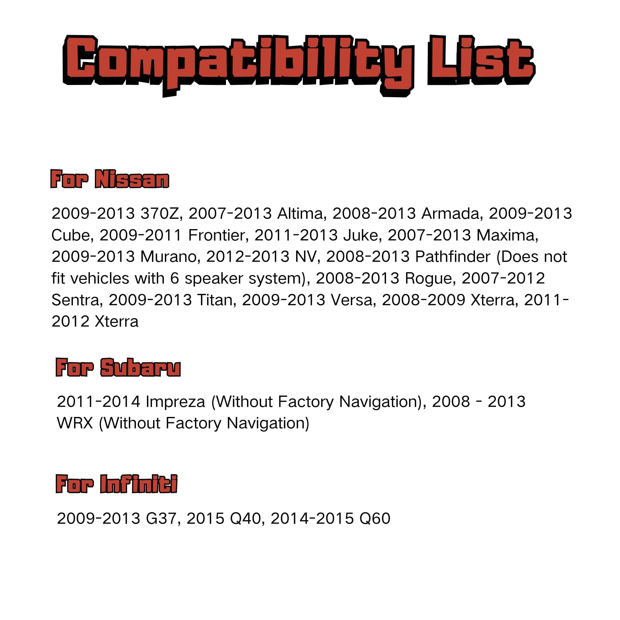 Red Wolf Car Radio Wiring Harness W/Antenna Adapter Select For 2008-2013 Nissan Armada Pathfinder Rogue, 2011-2014 Subaru Imprez