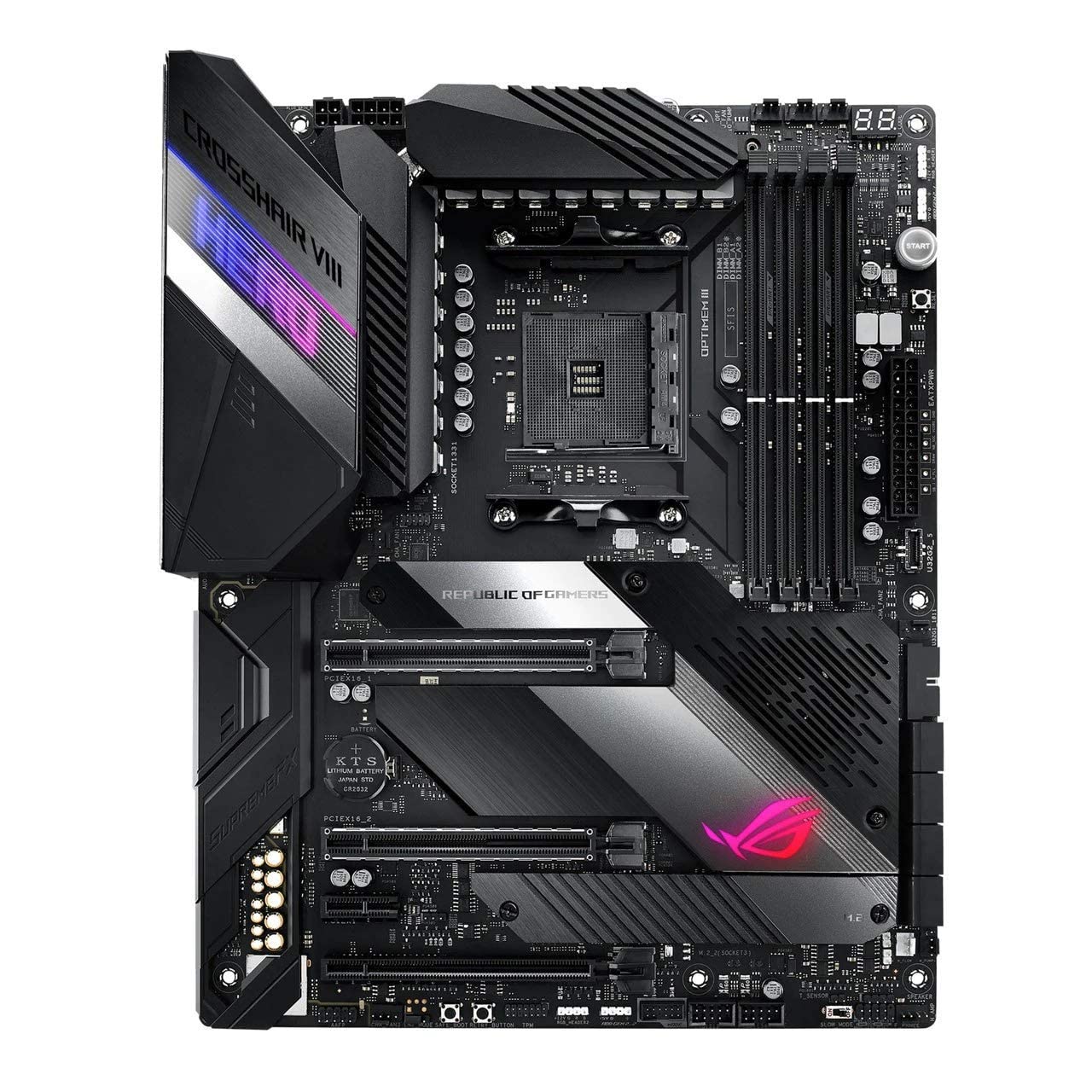 Asus Rog Crosshair Viii Hero X570 Atx Motherboard With Pcie 4.0, Integrated 2.5 Gbps Lan, Usb 3.2, Sata, M.2, Node And Aura Sync