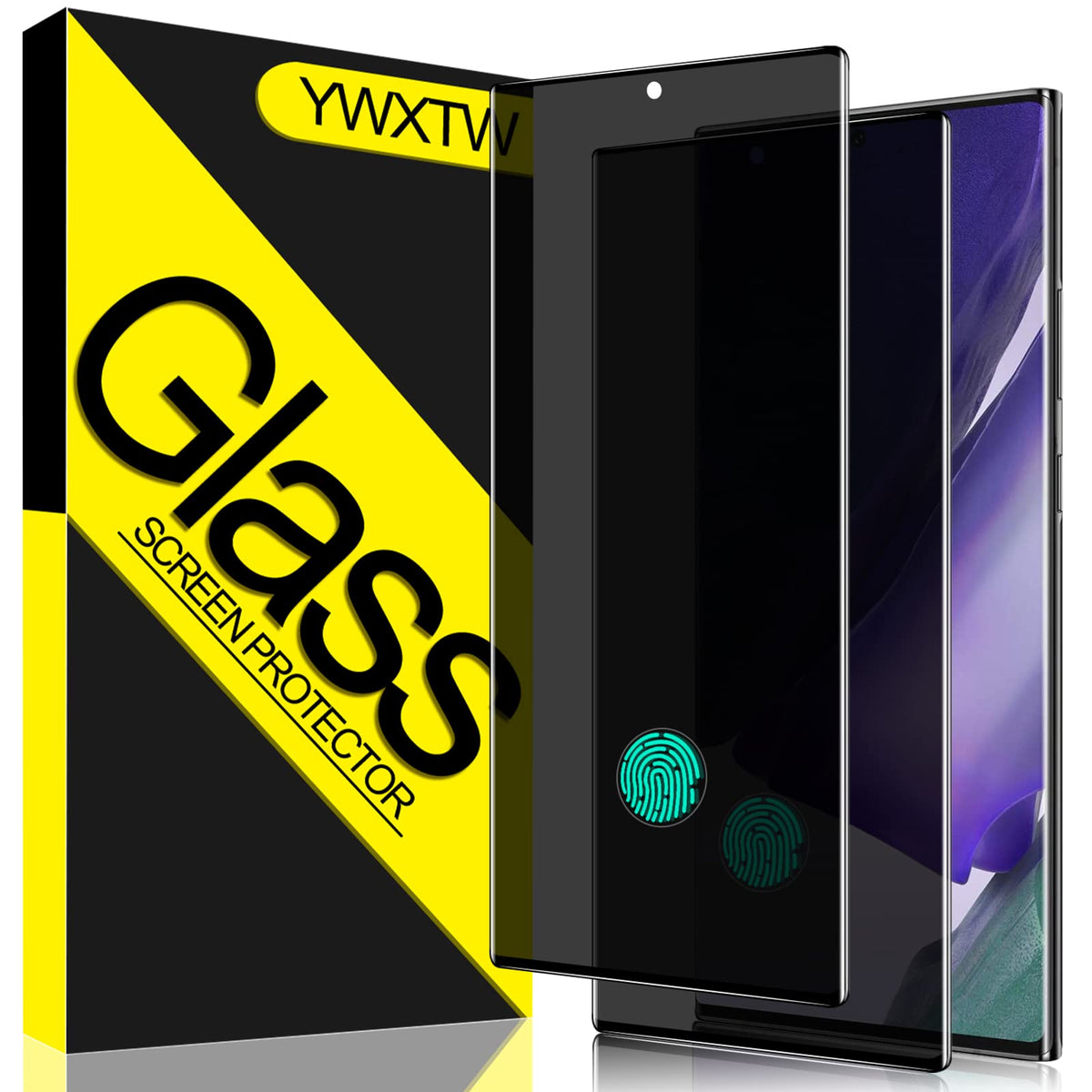 [2 Pack]Ywxtw Support Fingerprint Unlock Screen Protector For Samsung Galaxy Note 20 Ultra,Anti Spy 9H Hardness Tempered Glass F