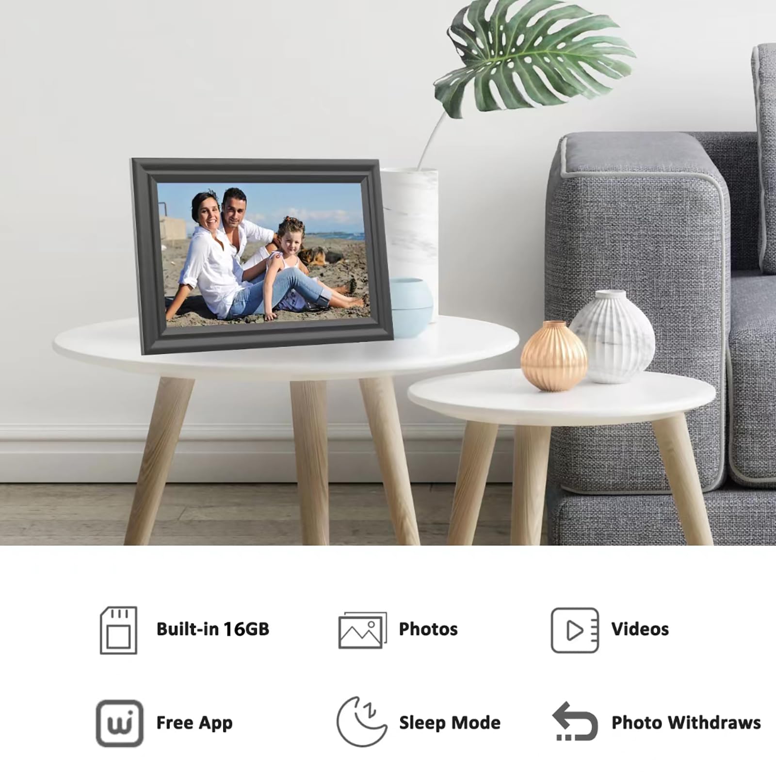 Digital Picture Frame Wifi 10.1 Inch Digital Photo Frame, Electronic Picture Frame, 16Gb Storage, Auto Rotate, Ips Touch Screen,