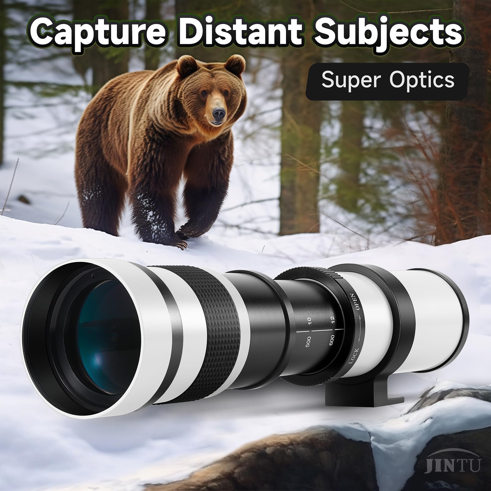 Jintu Telephoto Lens 420 800Mm F/8.3 Manual For Canon Ef Mount T7I T6 T6I T6S T7 T8I T3I, T4I, T5, T5I, Sl2, Sl1 4000D 2000D 80D 90D 5D Iii 6D 7D Ii 60D 70D 250D 750D 760D 1200D 1300D 2000D Cameras