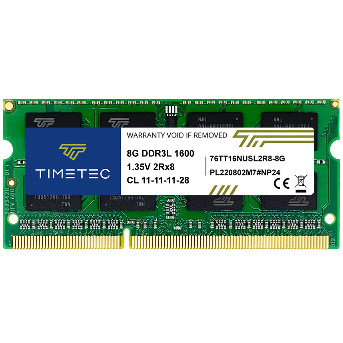 Timetec 8Gb Ddr3L / Ddr3 1600Mhz (Ddr3L-1600) Pc3L-12800 / Pc3-12800(Pc3L-12800S) Non-Ecc Unbuffered 1.35V/1.5V Cl11 2Rx8 Dual R