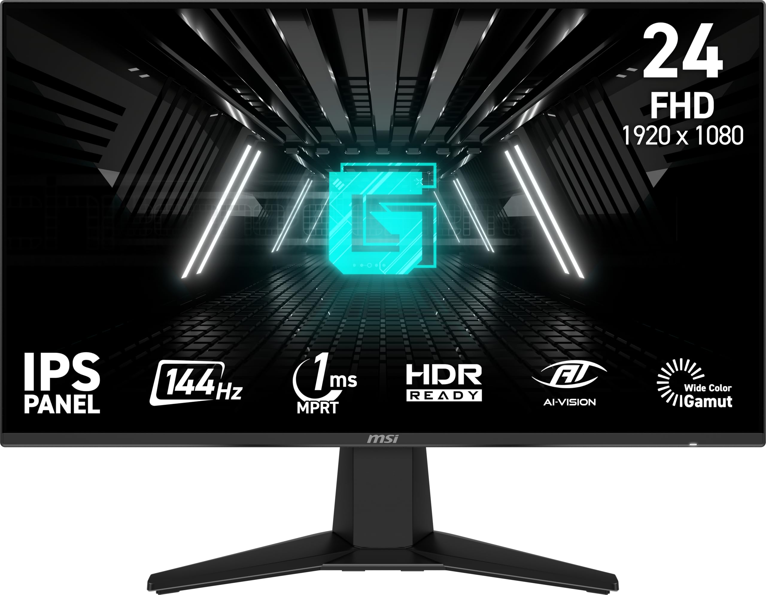 MSI G242L E14 24-inch 1920 x 1080 (FHD) Gaming Monitor, 144Hz, Adaptive-Synch, HDMI, DisplayPort, VESA Mountable, Tilt, Height A