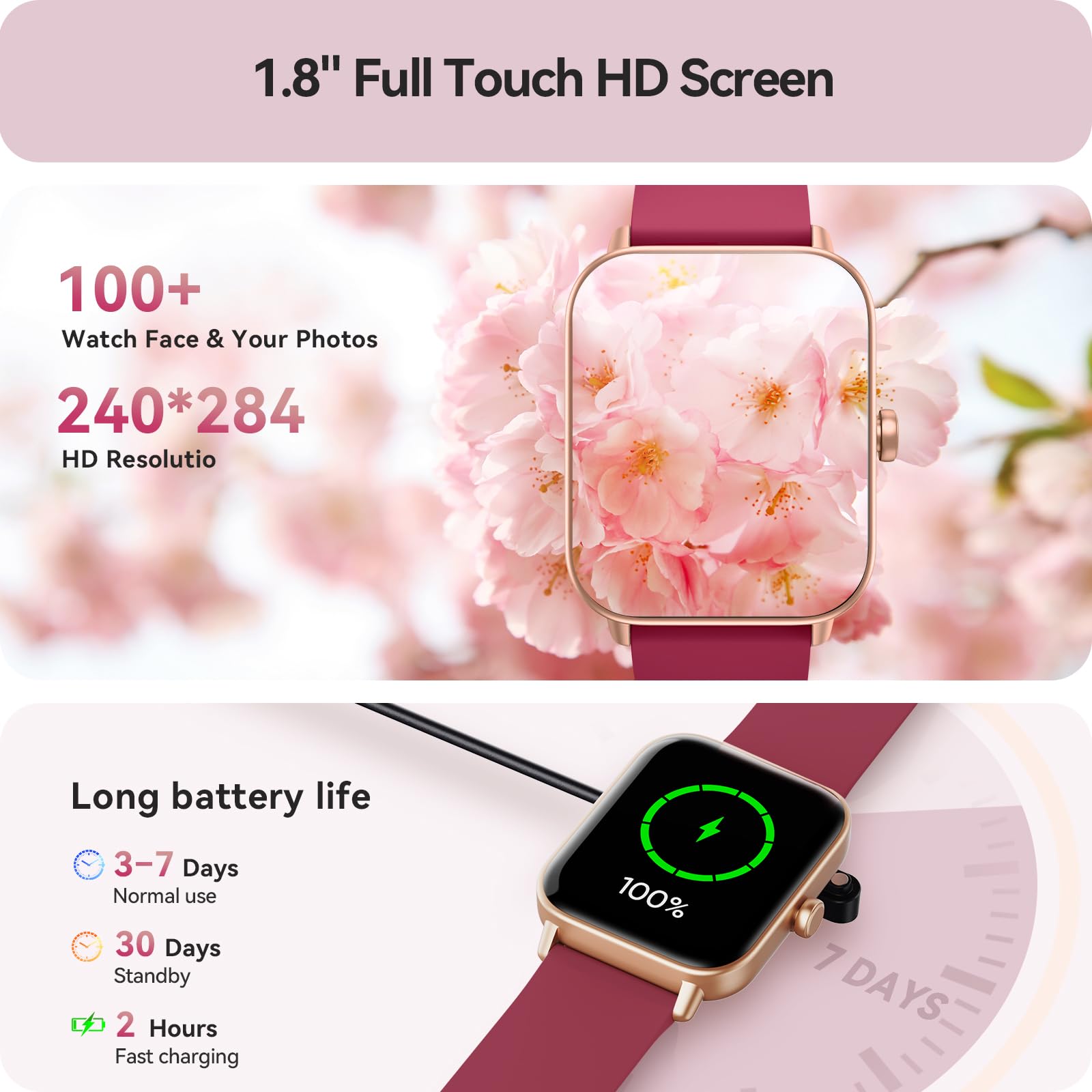 Gydom Smart Watch For Women Android & Iphone, Alexa Built-In, 1.8 '' Smartwatch With Heart Rate/Spo2/Sleep Monitor, Ip68 Waterpr