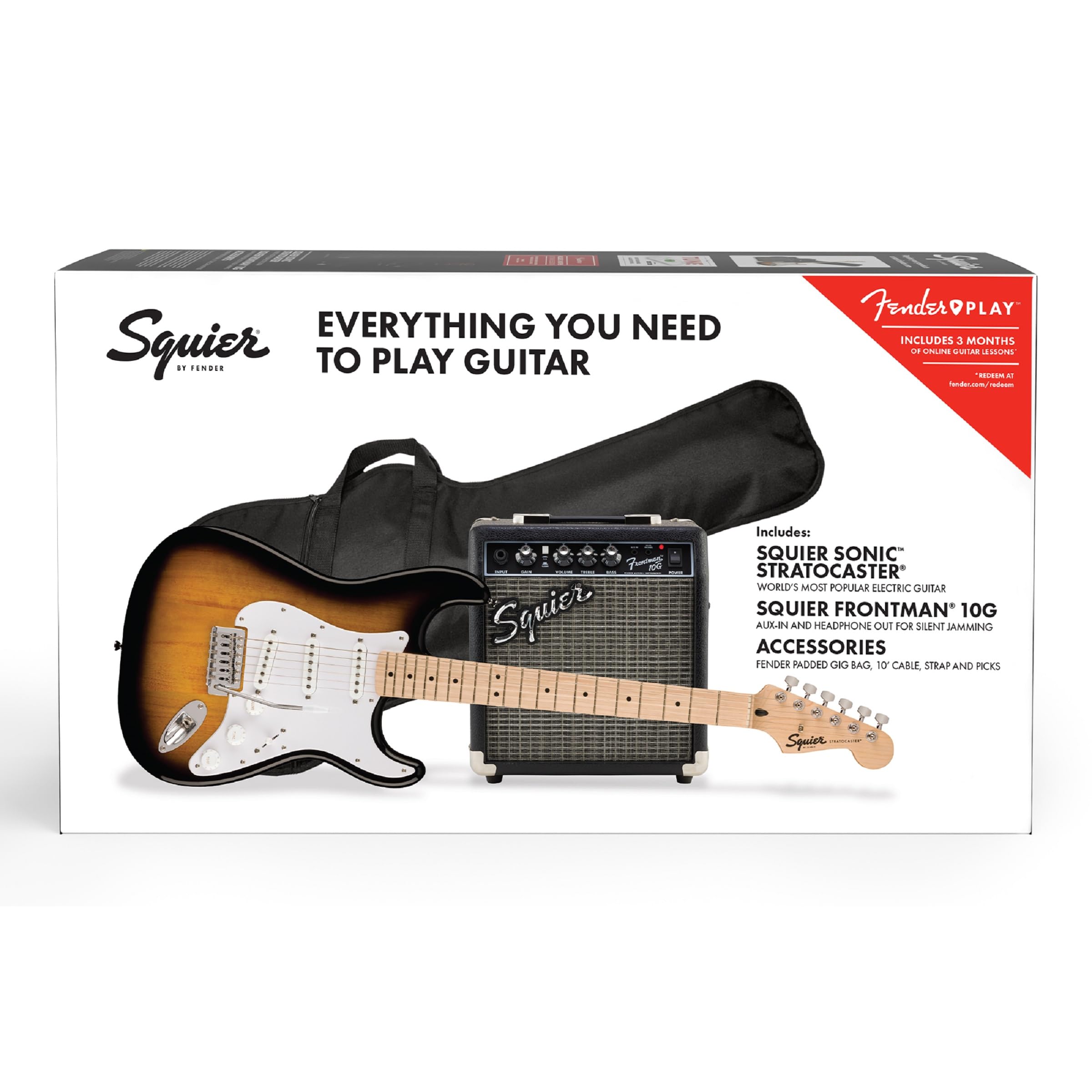 Squier Sonic Series Stratocaster Pack   2 Color Sunburst
