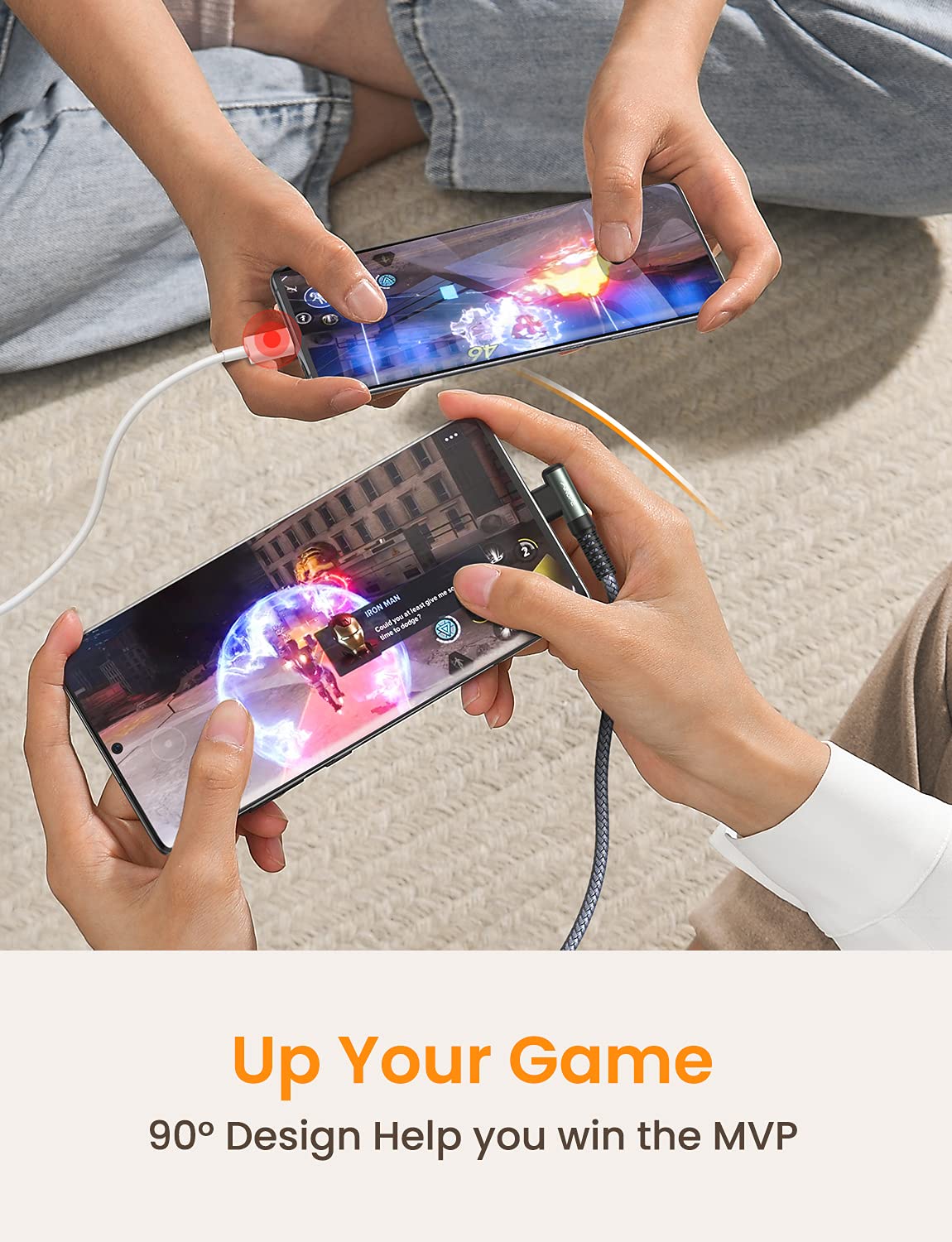 Ainope Usb C Cable 10Ft 3.1A Type C Charger Fast Charging, Right Angle Usb Type C Cable, Nylon Braided Usb C Charging Cable Comp