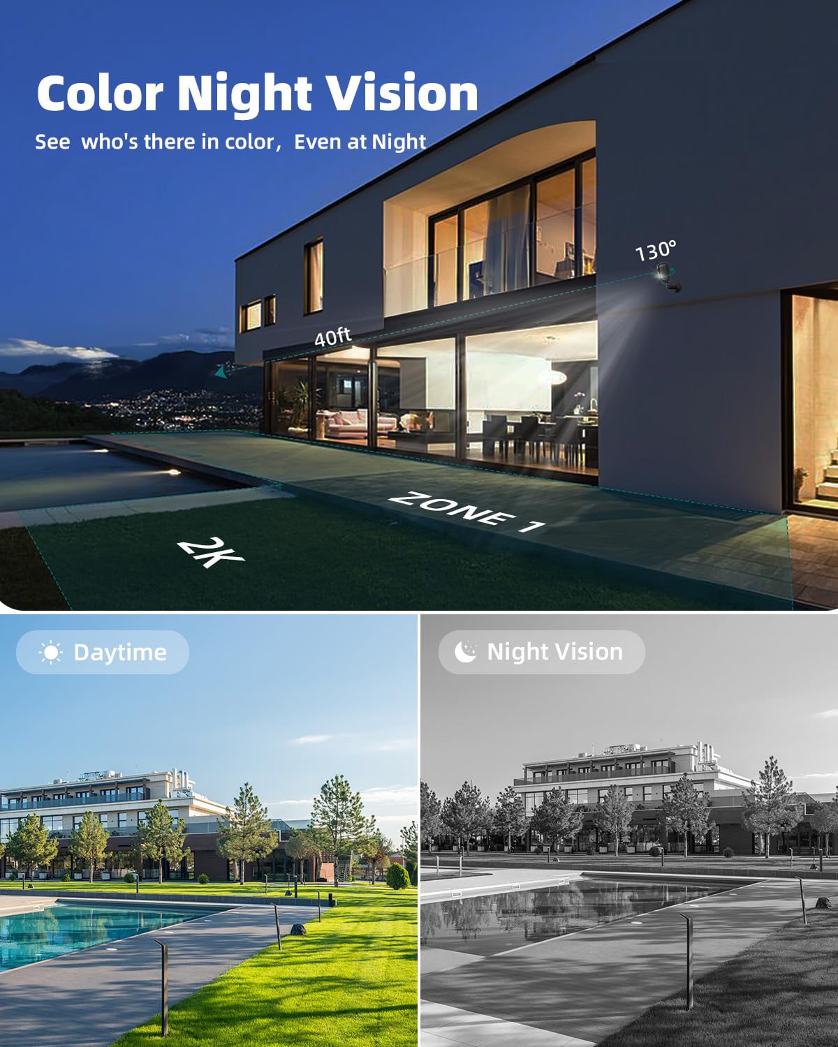 Zumimall Outdoor Security Cameras, 2K Fhd Battery Powered Wireless Indoor Surveillance Camera With Siren, Night Vision, Pir Motion Detection, Free Cloud Storage, Ip66 Waterproof, 2.4G Wifi (No 5G)