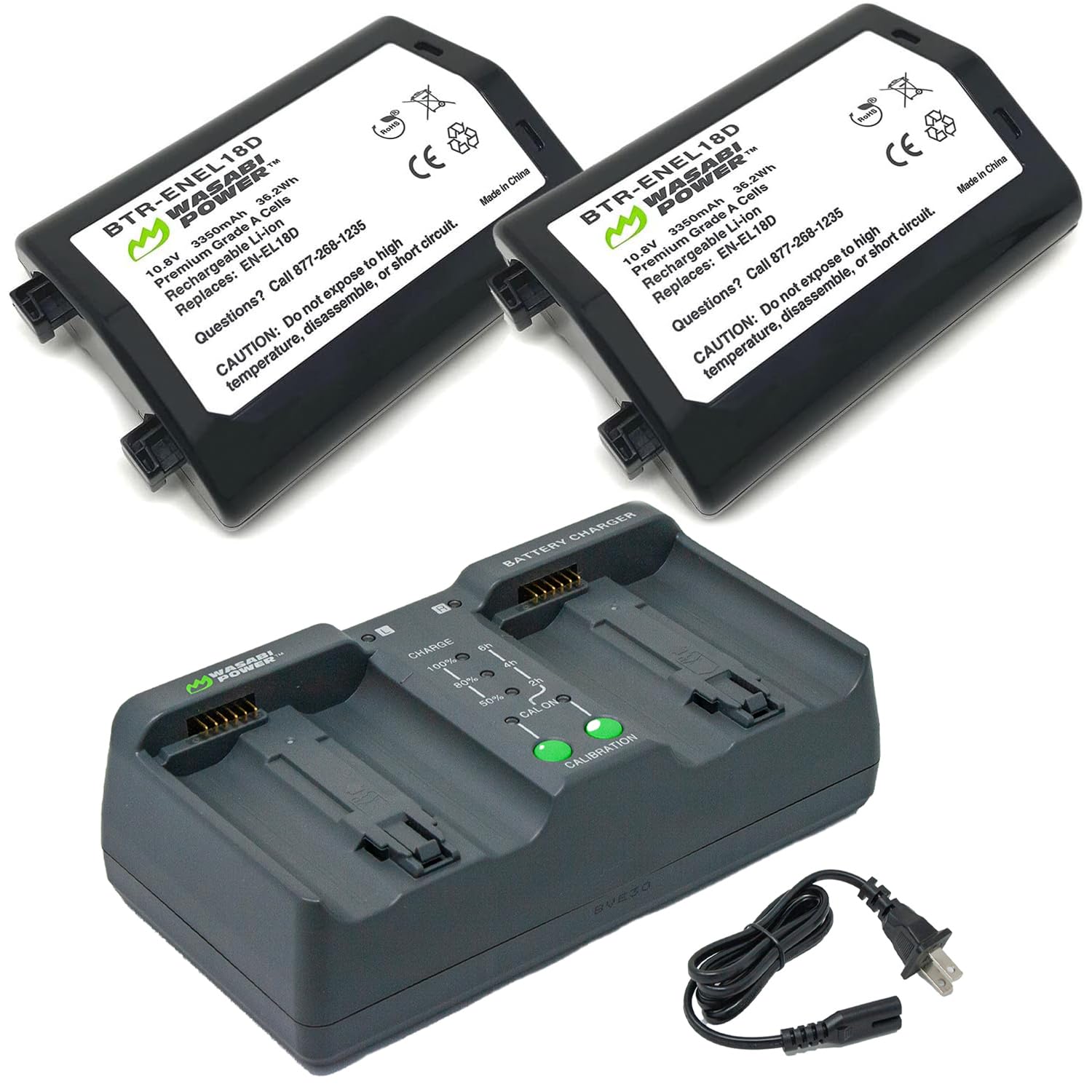 Wasabi Power Battery (2 Pack) And Dual Charger For Nikon En El18D And Nikon Mh 33, Nikon Z9, D4, D4S, D5, D6, D850 (With Adapter