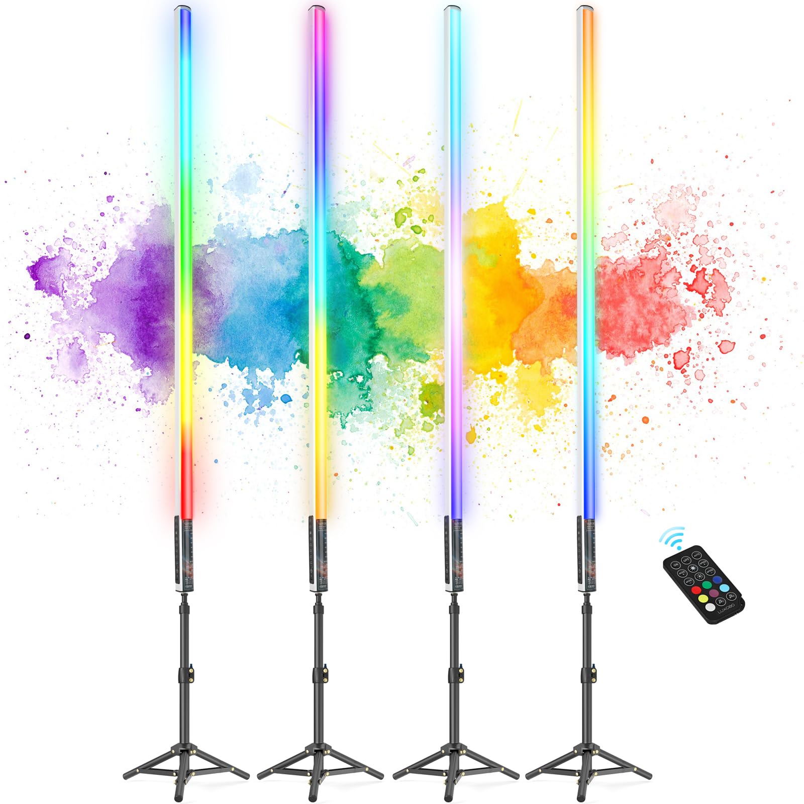4 Pack 4Ft Portable Battery Powered Tube Light 120Cm Handheld Led Tube Lights With Tripods, 500 Vivid Effects, Light Tube For Vi