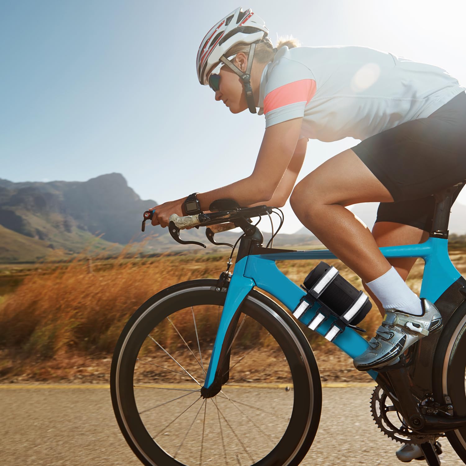 Neasroe Portable Speaker Mount For Bike, Motorcycle, Boat, Utv, Atv, Reflective Long Speakers Holder Strap Fits For Jbl Charge 4