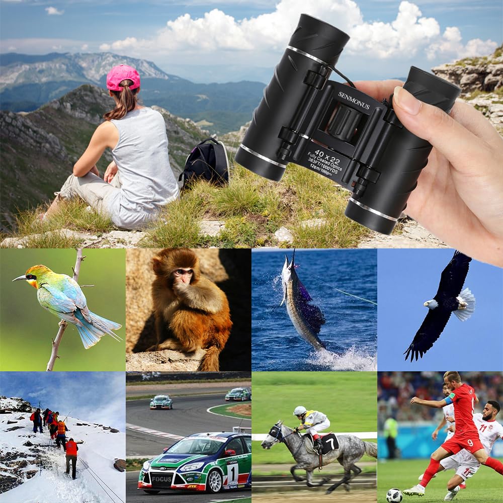 40X22 Compact Small Binoculars For Adults And Kids, Lightweight Pocket Binoculars For Bird Watching, Travel, Concerts, Sports, C