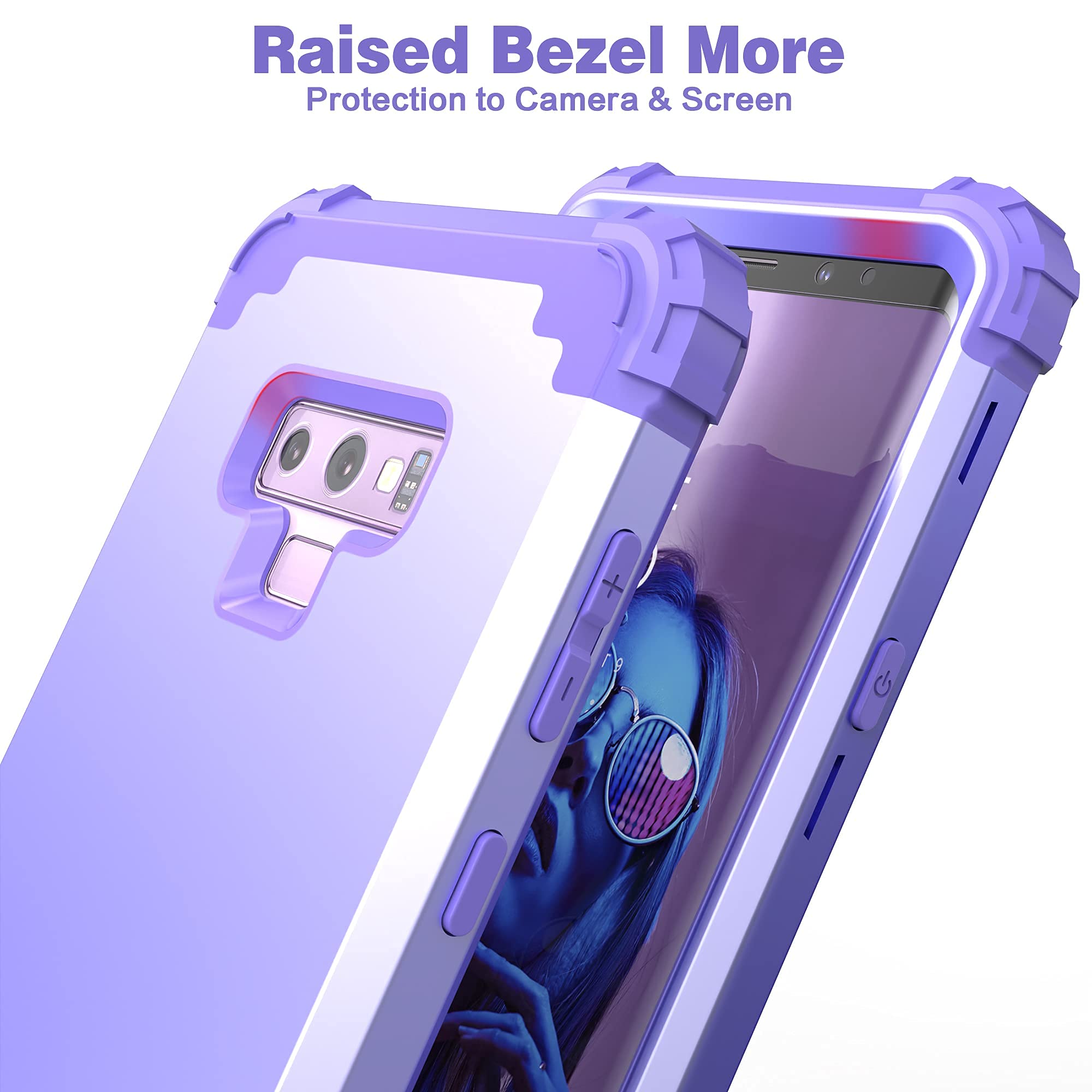 IDweel Samsung Galaxy Note 9 Case 3-in-1 Shockproof Hybrid Heavy Duty Protection Silicone PC Purple
