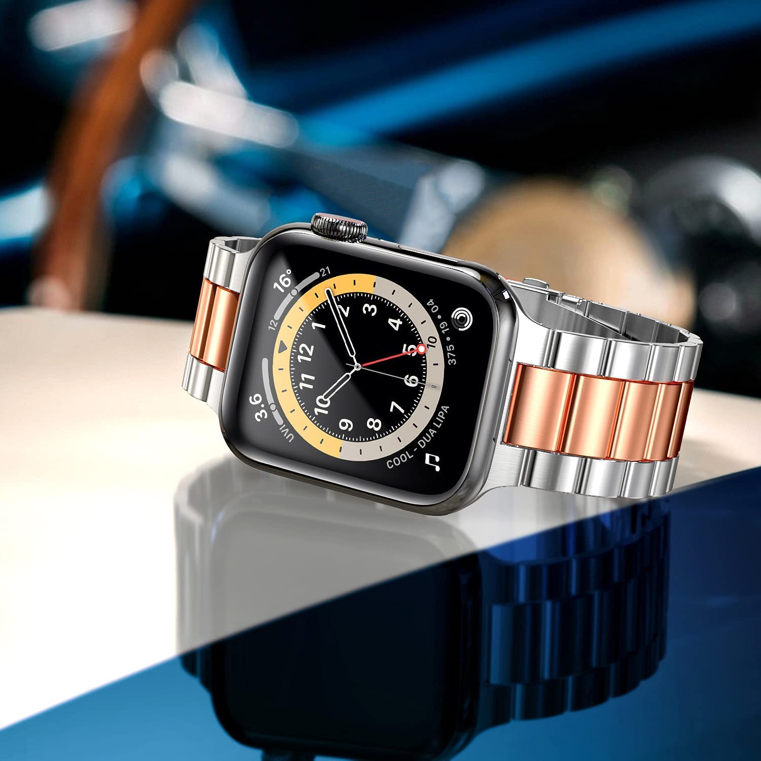 Miohhr Metal Band Compatible Apple Watch Band 45Mm 44Mm 42Mm, Solid Stainless Steel Strap For Men Iwatch Bands Series 8 7 6 5 4