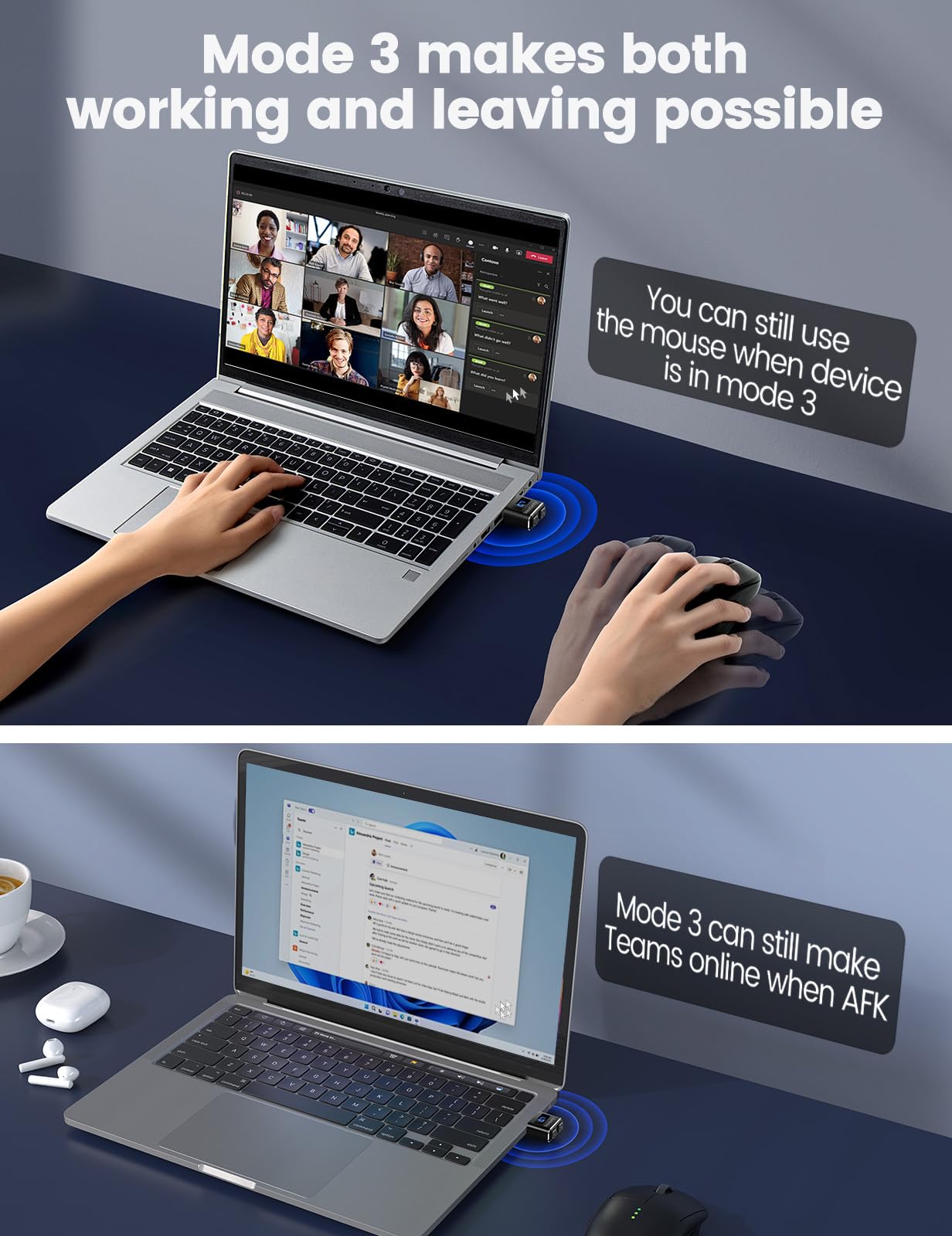 Meatanty Metal Tiny Mouse Jiggler, Usb Mouse Mover Undetectable, Automatic Wiggler With Screen, 3 Modes Mouse Moving Device, Min