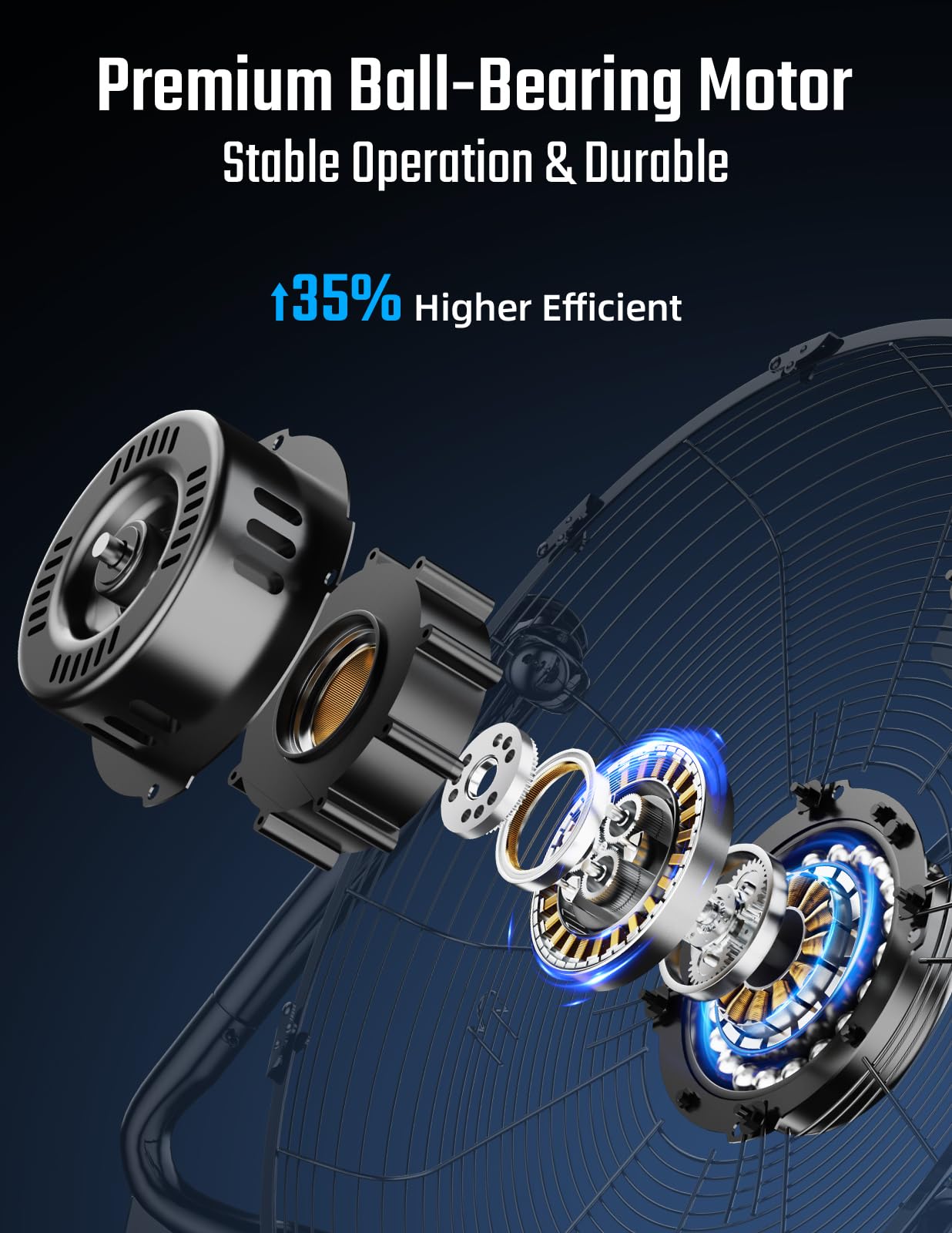 Simple Deluxe 20 Inch 3 Speed High Velocity Heavy Duty Metal Industrial Floor Fans, Black, 1 Pack