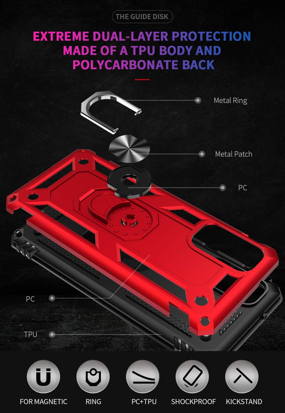 Addit Phone Case For Samsung S20 Fe Case Samsung Galaxy S20 Fe Phone Case, Military Grade, Heavy Duty, With Ring Holder Stand, S