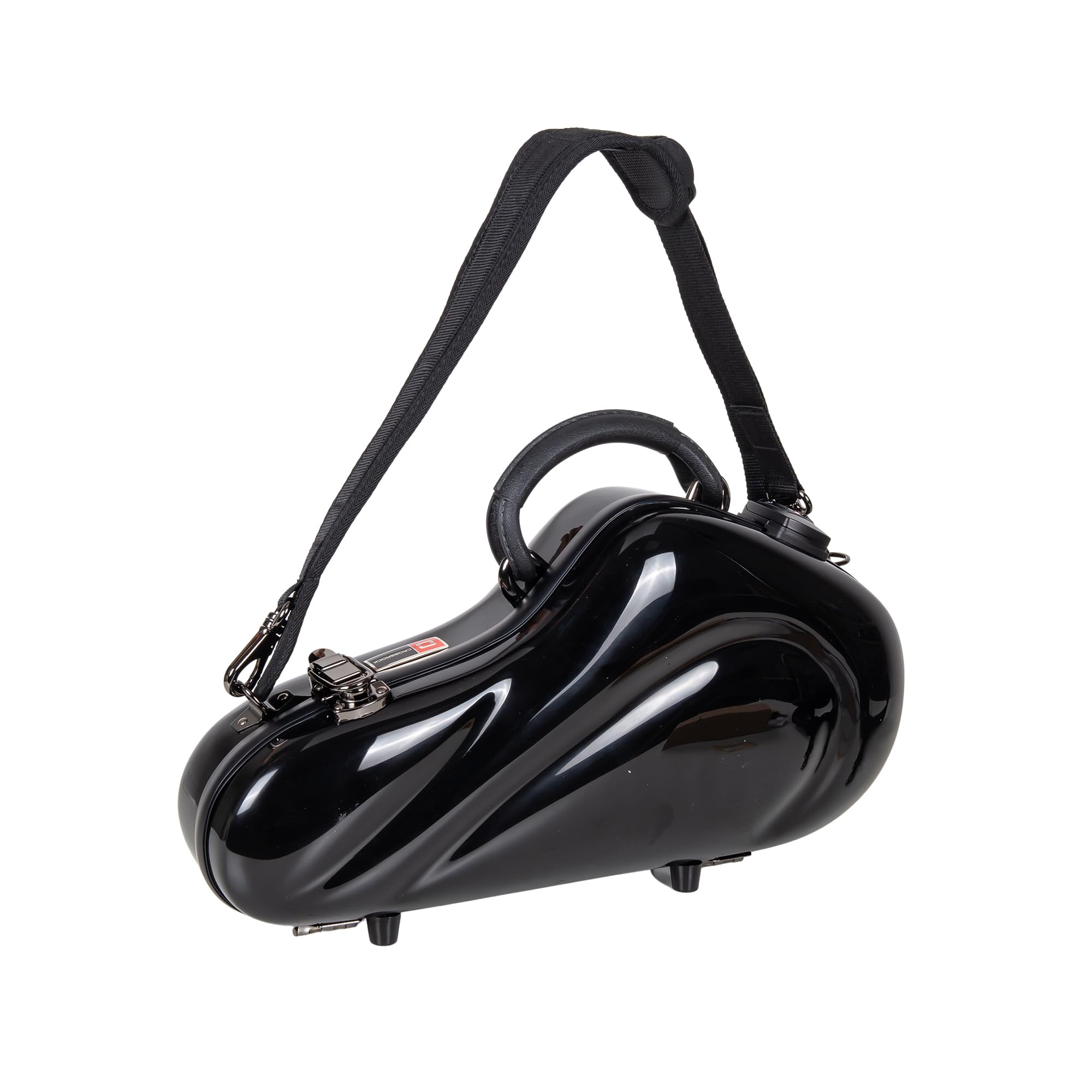 Crossrock Pro Grade Curved Soprano Saxophone Case | Jet Black Gloss, Tsa Lock, Elite Protection, Detachable Backpack Straps, Acc