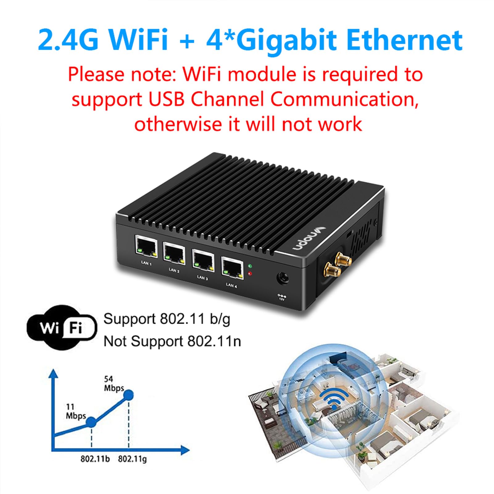 Vnopn Micro Firewall Appliance In Tel N3700 Quad Core, Fanless Mini Pc 4 In Tel 2.5Gbe I225 Lan Ports 8Gb Ram Ddr3 128Gb Msata S