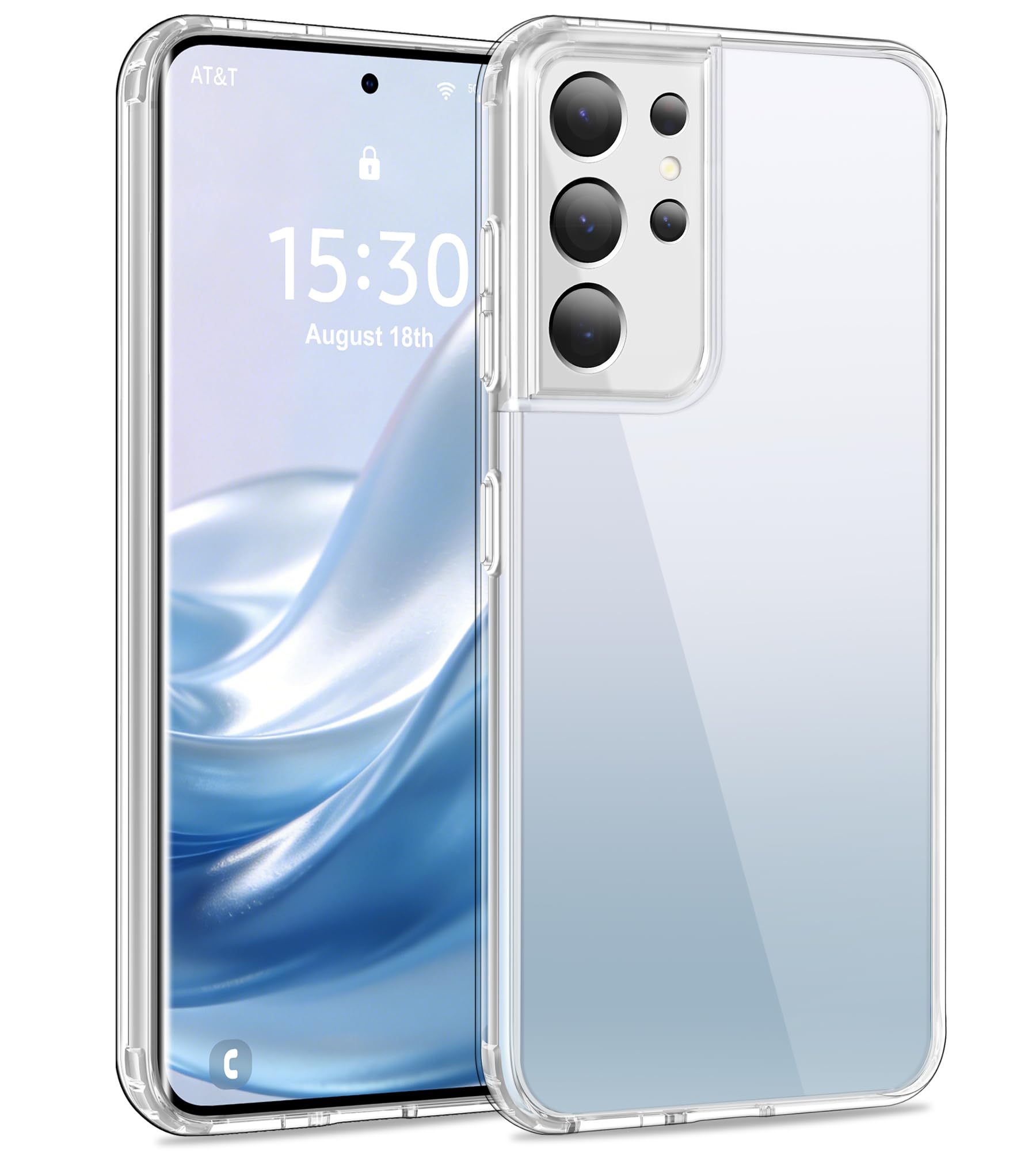 USLAI Case for Samsung Galaxy S21 Ultra, Anti-Yellowing, Crystal Clear Back, Shockproof & Military-Grade Drop Protection - Trans
