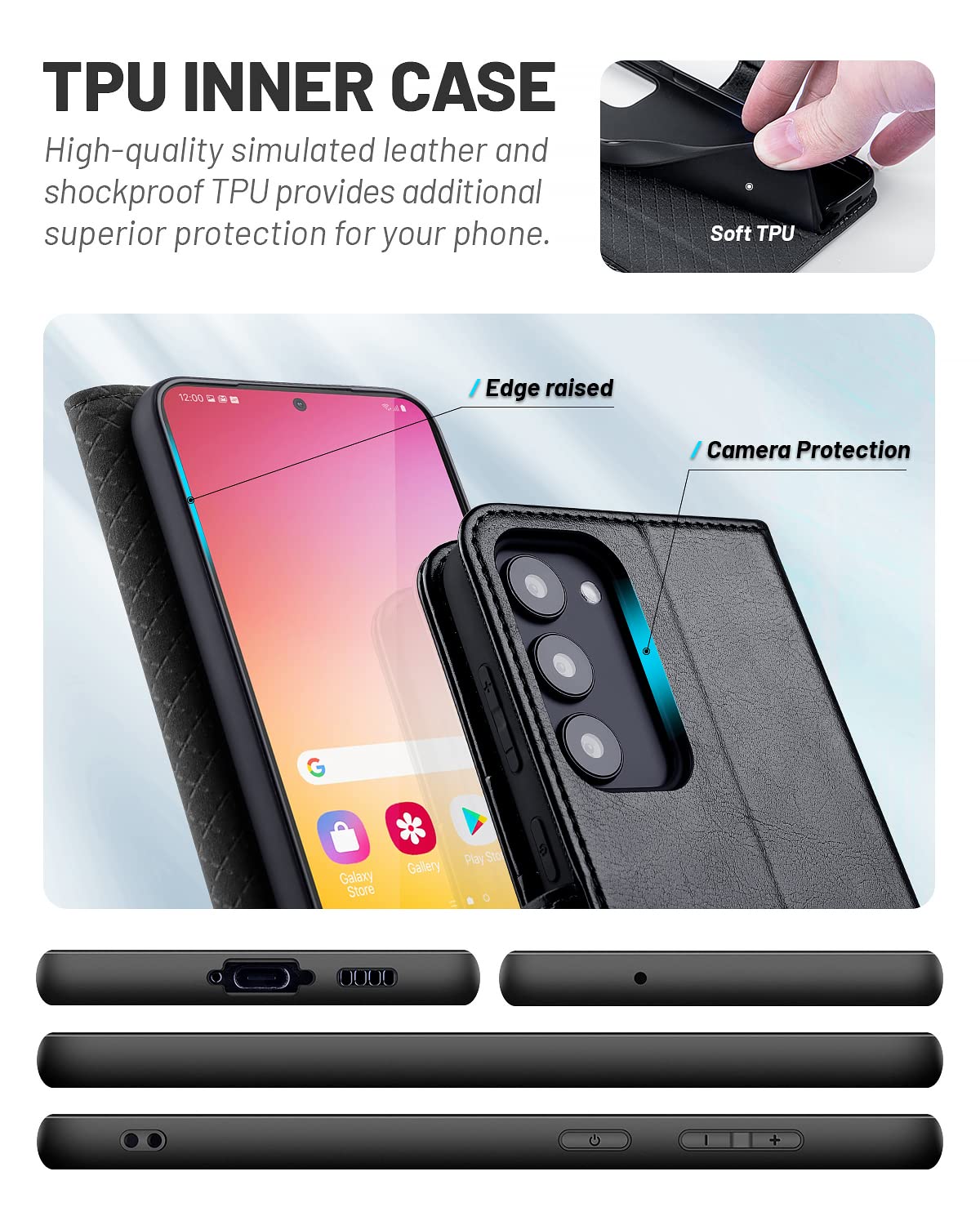 Ocase Compatible With Galaxy S23 Plus 5G Case Wallet, Pu Leather Flip Folio Case With Card Holders Rfid Blocking Kickstand [Shoc