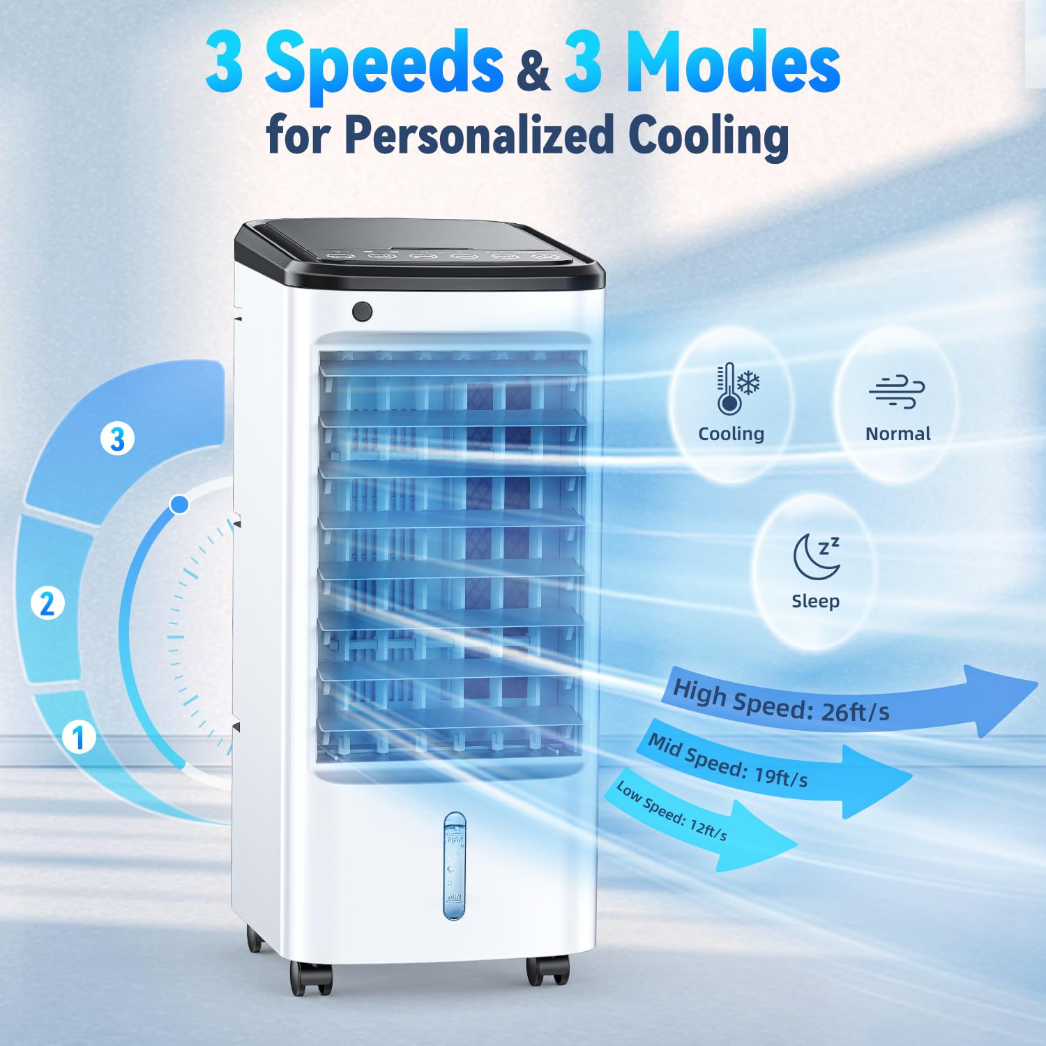 Fancole Windowless Portable Air Conditioners With 6 Ice Packs, 12H Smart Timer For Auto-Off, 26Ft Remote, Top Fill Dual Tank, 3S