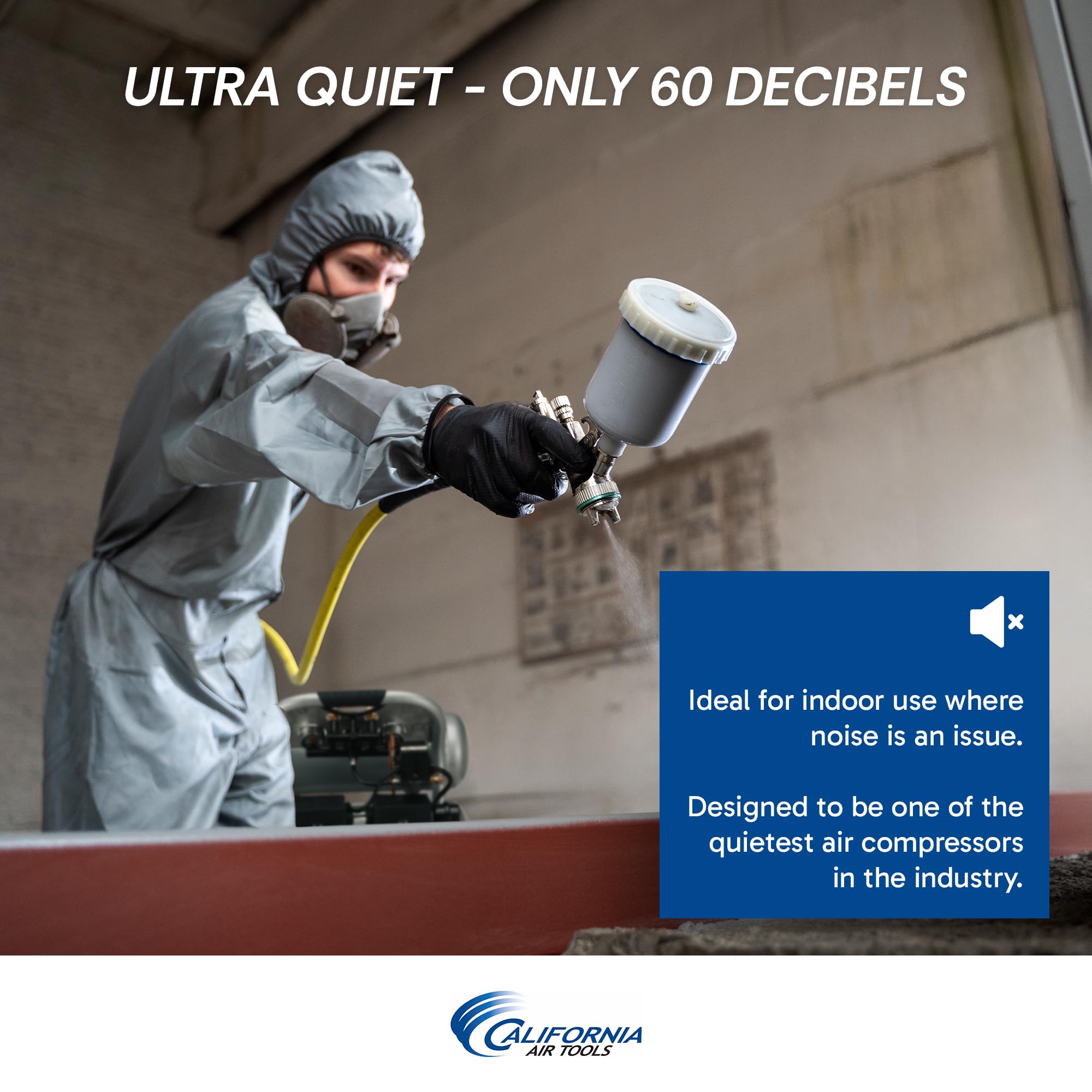 California Air Tools Cat 4610Ac Ultra Quiet & Oil Free 1.0 Hp 4.6 Gallon Aluminum Twin Tank Electric Portable Air Compressor, Si