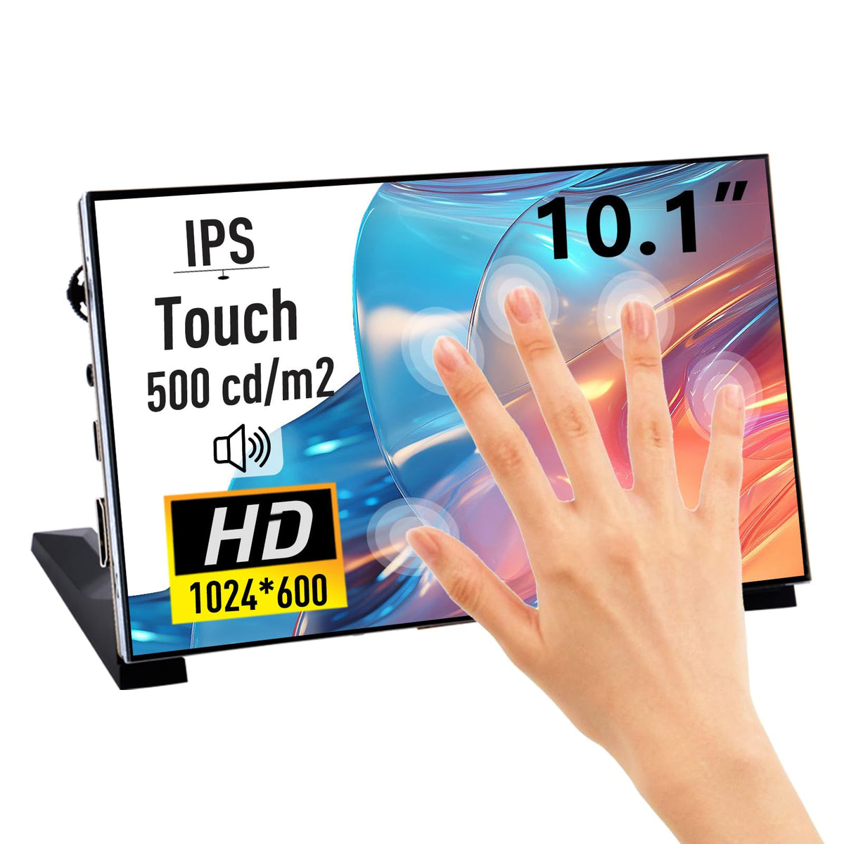 Geeekpi 10.1 Inch Capacitive Touchscreen For Raspberry Pi, 1024X600 Ips Lcd Display With Dual-Speaker, Hdmi Portable Monitor For