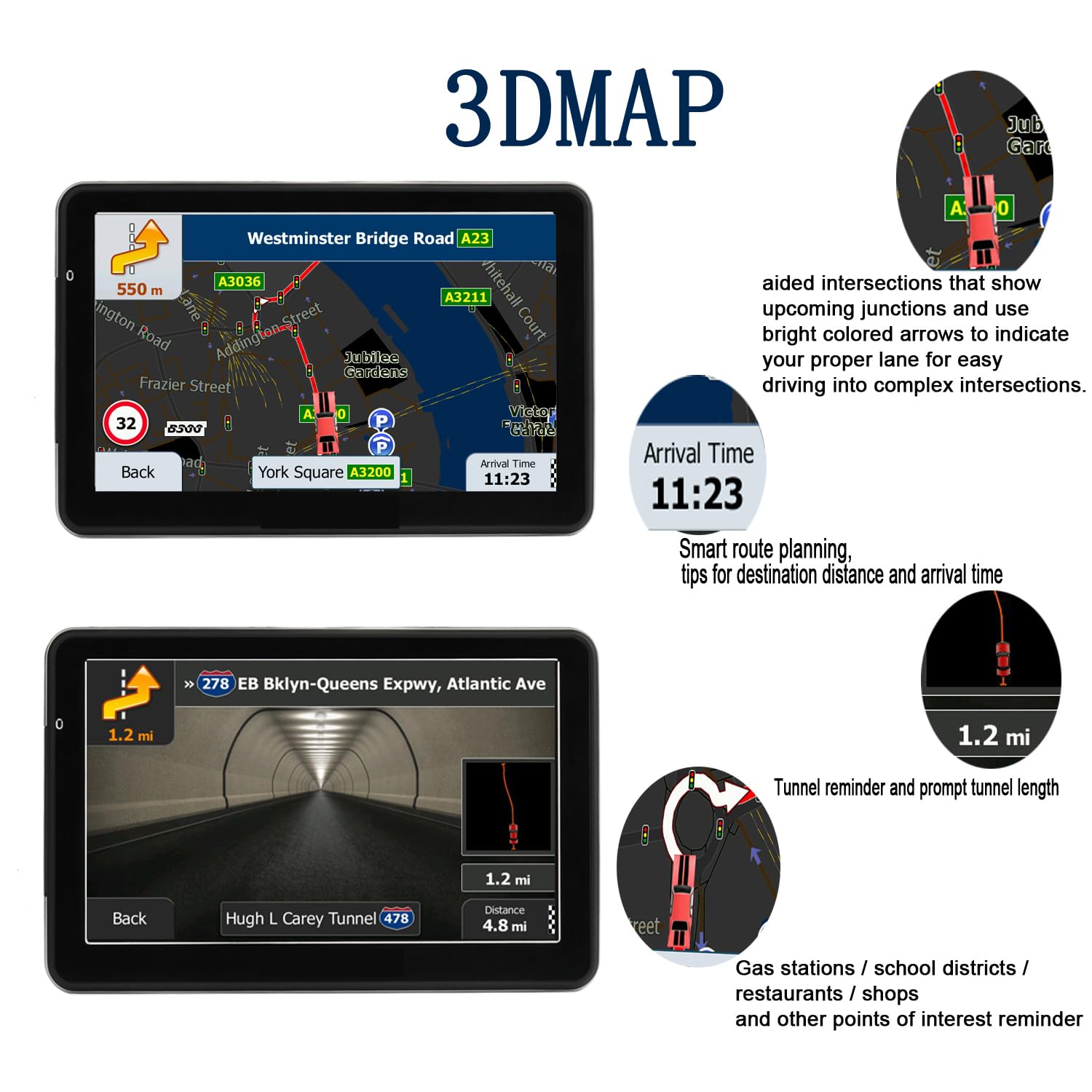 Gps Navigator For Car, Latest 2024 Map 9 Inch Hd Display 16Gb 256Mb Satellite Navigation With Sun Visor,Smart Real Voice Gps Gui