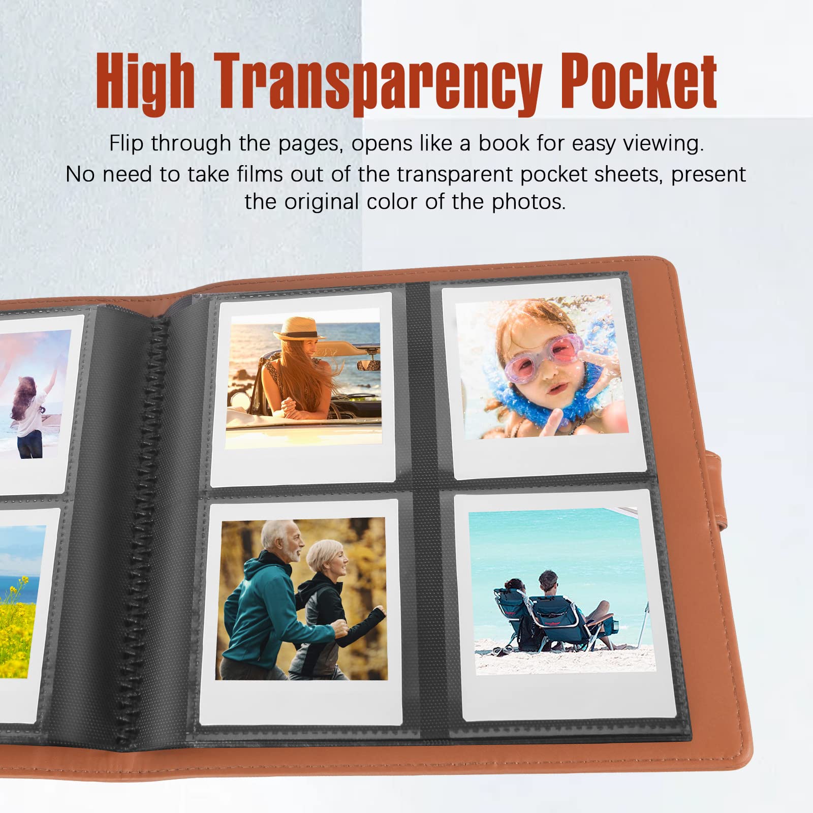 256 Pockets Photo Album For Fujifilm Instax Square Sq1 Sq6 Sq10 Sq20 Instant Camera, Fujifilm Instax Sp 3 Mobile Printer, Extra Large Picture Albums For Fujifilm Instax Square Instant Film (Brown)