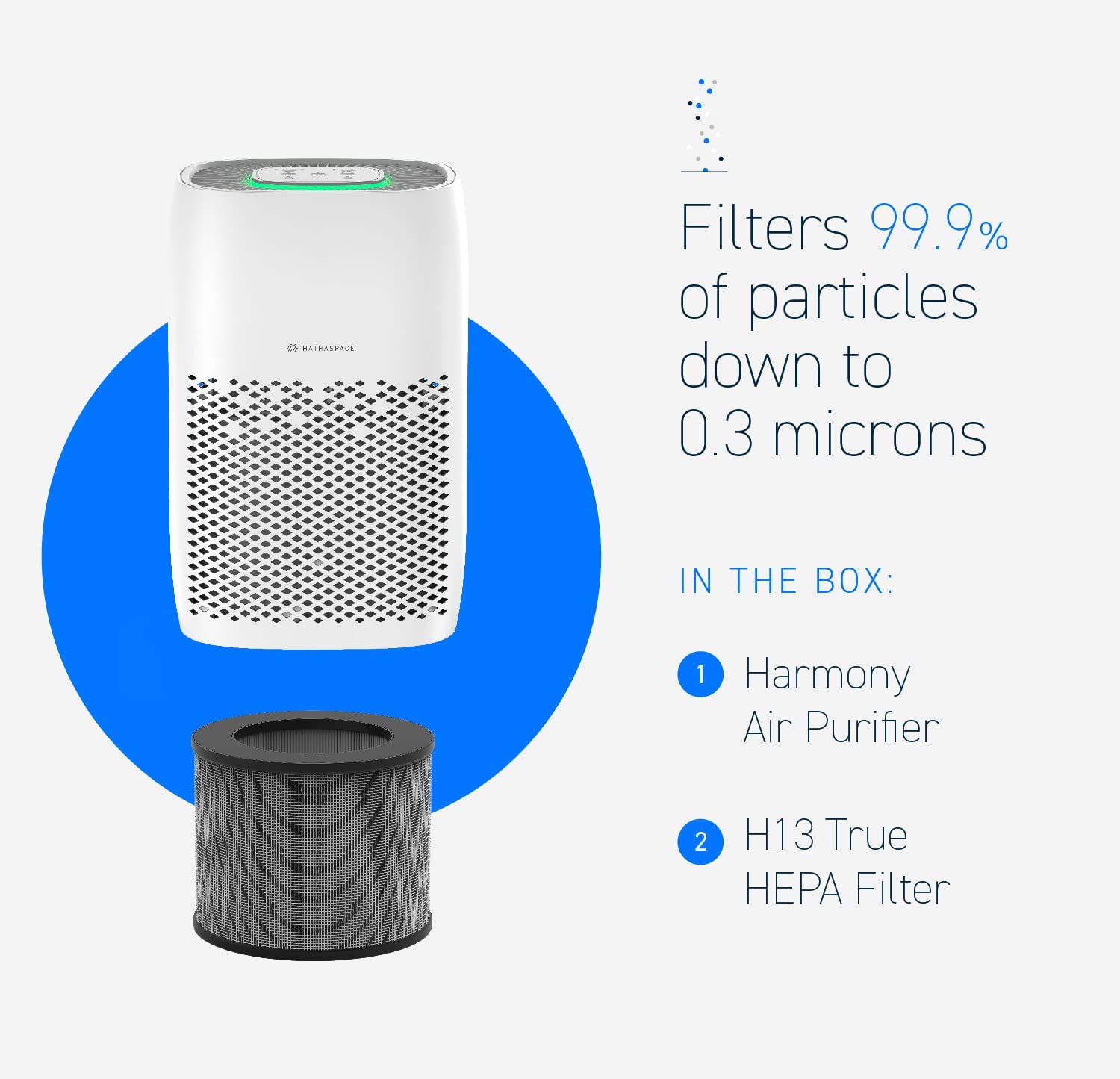 Hathaspace Hse200 Smart True Hepa Air Purifier For Home, Small Air Cleaner With Activated Carbon Filter, Removes 99.9% Of Dust,