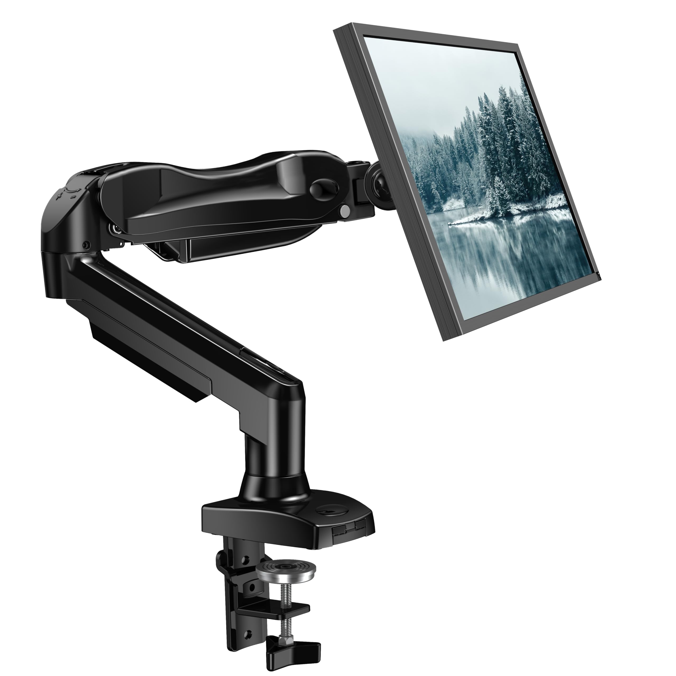 Huanuo Single Monitor Mount, 13 To 32 Inch Gas Monitor Arm, Adjustable Stand, Vesa Mount With Clamp And Grommet Base   Fits 4.4 To 19.8Lbs Lcd Computer Monitors