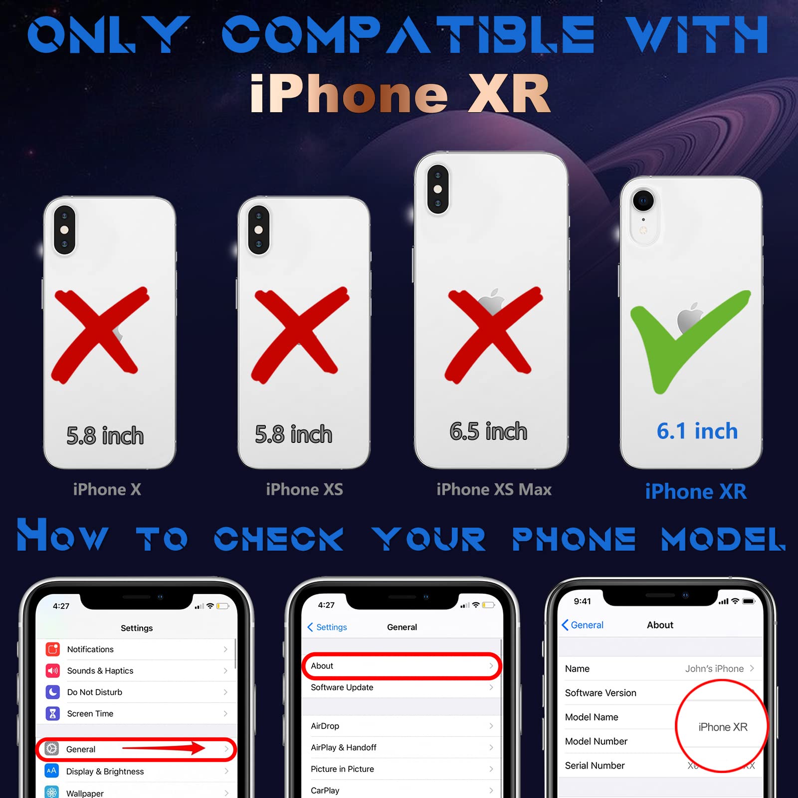 Coralogo iPhone XR Case Astronaut Hidden Stand Kickstand 6D Design TPU Black for 6.1 inch