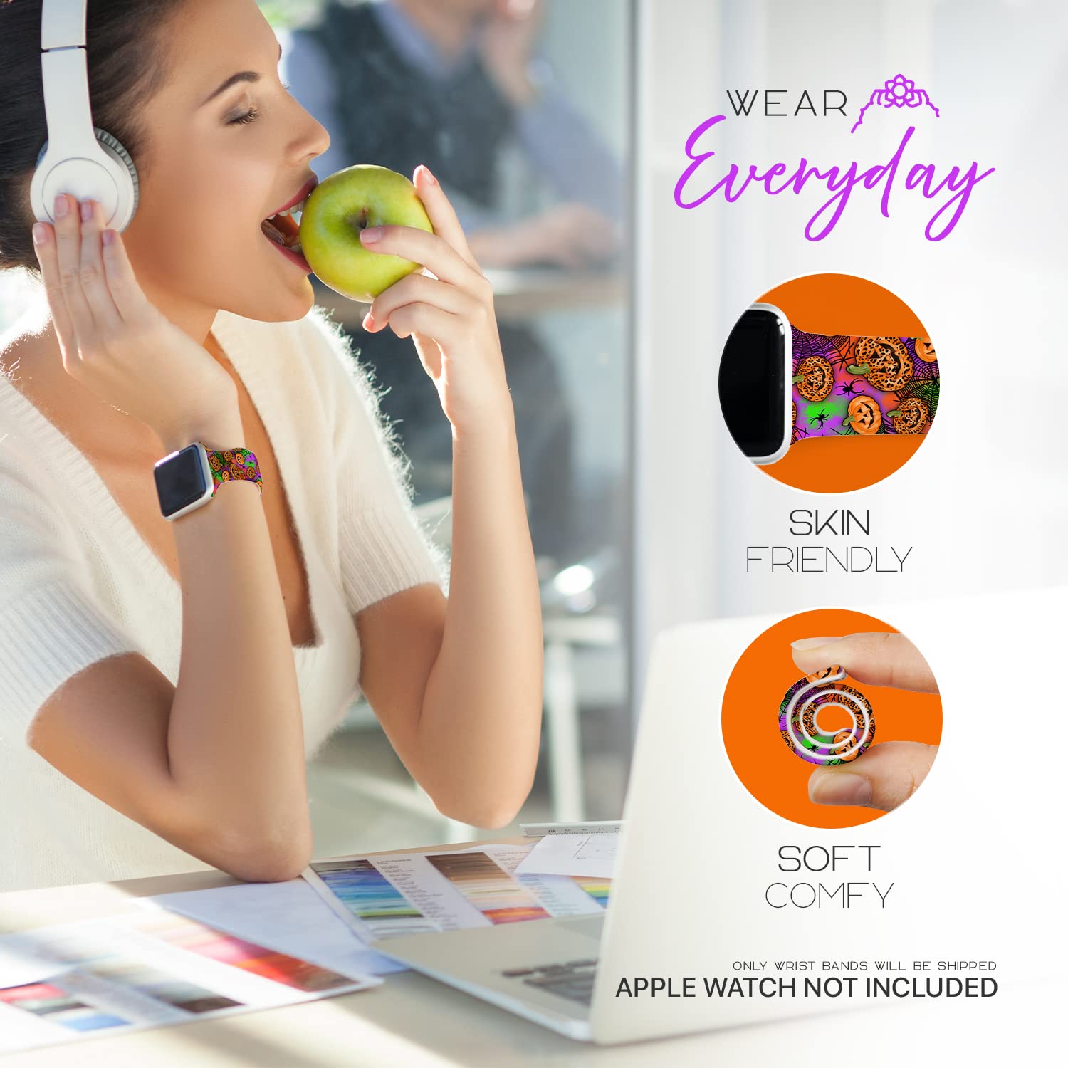 Lux Bands Halloween Pumpkin Watch Band   Printed Watch Band Compatible With Apple Watch Bands 38Mm 40Mm 41Mm 42Mm 44Mm 45Mm Sili