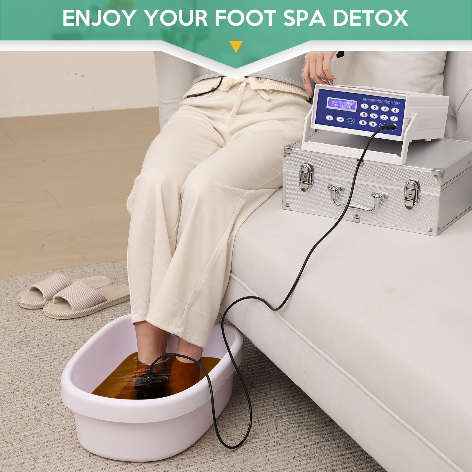 Veicomtech Ionic Detox Foot Bath Machine, Foot Detox Machine Ionic Detox Foot Spa System With Wrist Strap, Far Infrared Waistbel