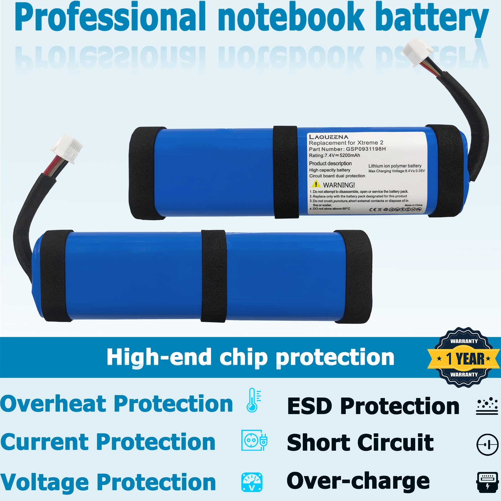 Laqueena Gsp0931198H 5200Mah Battery Compatible With Jbl Xtreme 2 Waterproof Bluetooth Speaker With Tools Battery Part No Xtreme