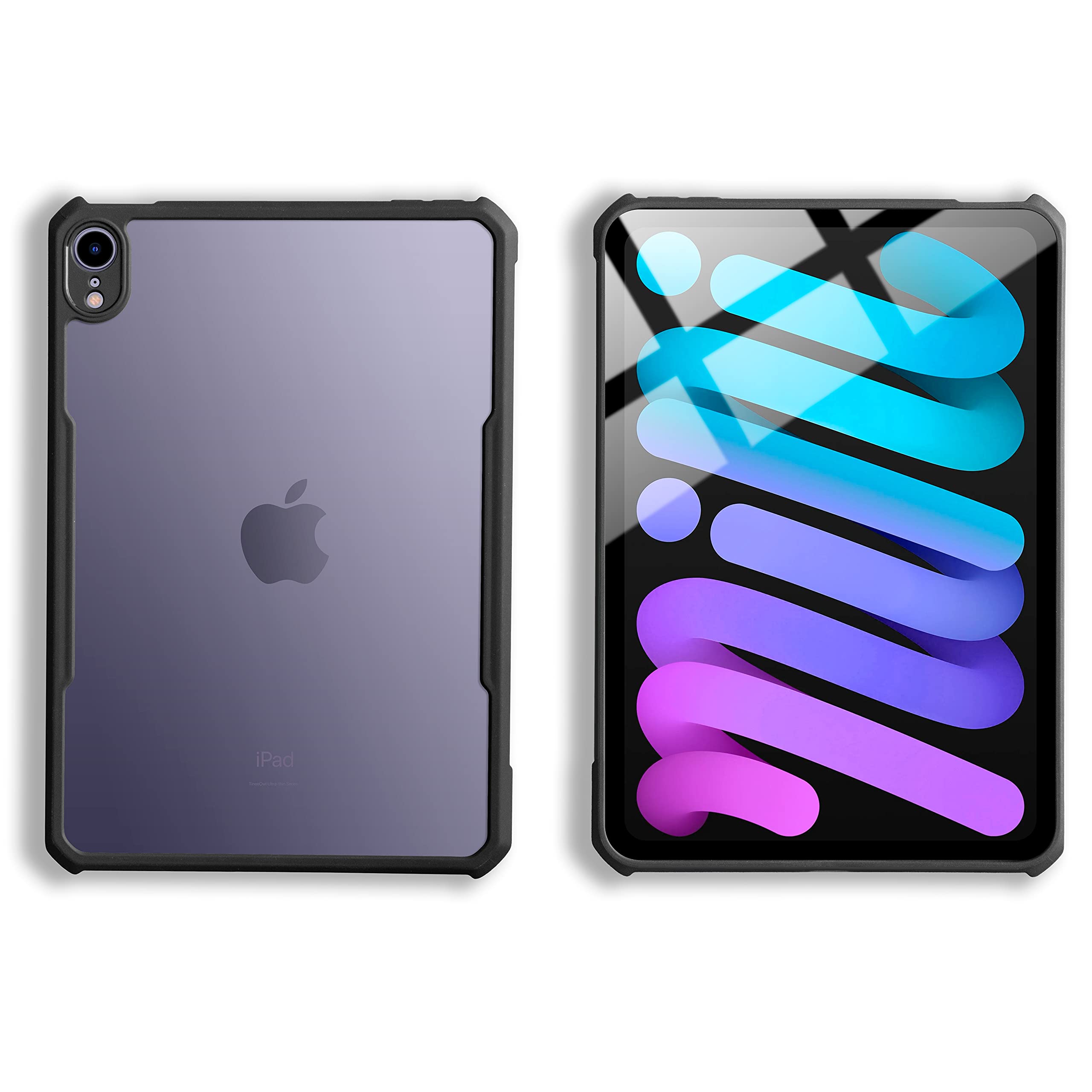 Tineeowl Ipad Mini 6 Ultra Thin 2021 Matte Back Clear Case, Flexible Tpu, Absorbs Shock, Lightweight, Thin (Black)