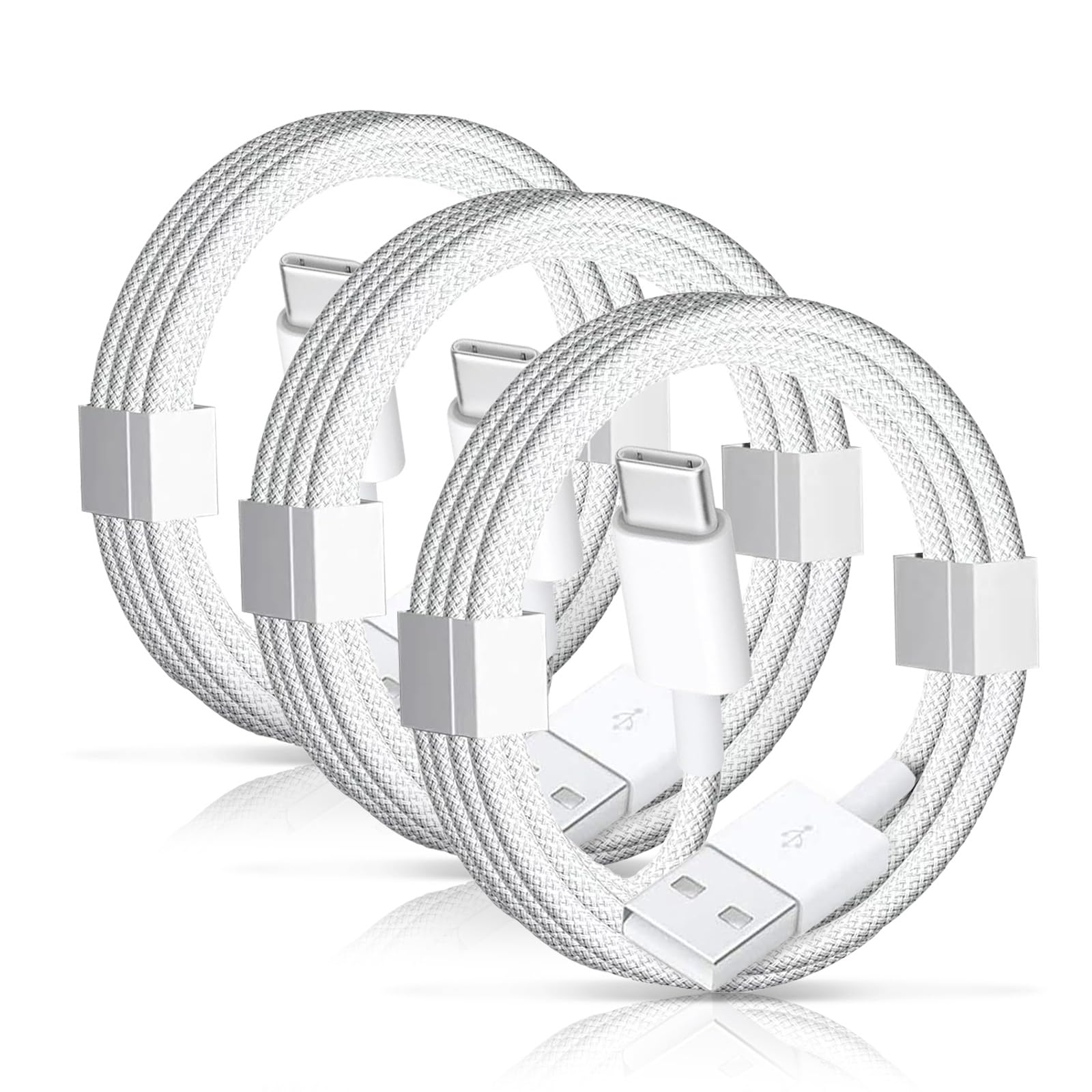 Wzhenb 3 Pack Usb A To Usb C Woven Cable For Iphone 15, 15 Pro Max, 15 Plus Car Charger, Ipad 10Th Gen, Ipad Pro 12.9/11, Ipad Air 5Th/4Th Gen, Mini 6Th Type C Cord, Car Play Braided Charging Cable