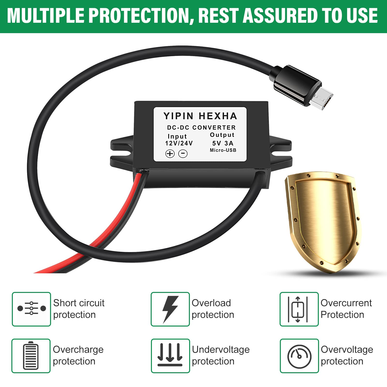 Dc Dc12V 24V To 5V 3A Micro Usb Buck Converter Module Step Down Power Adapter
