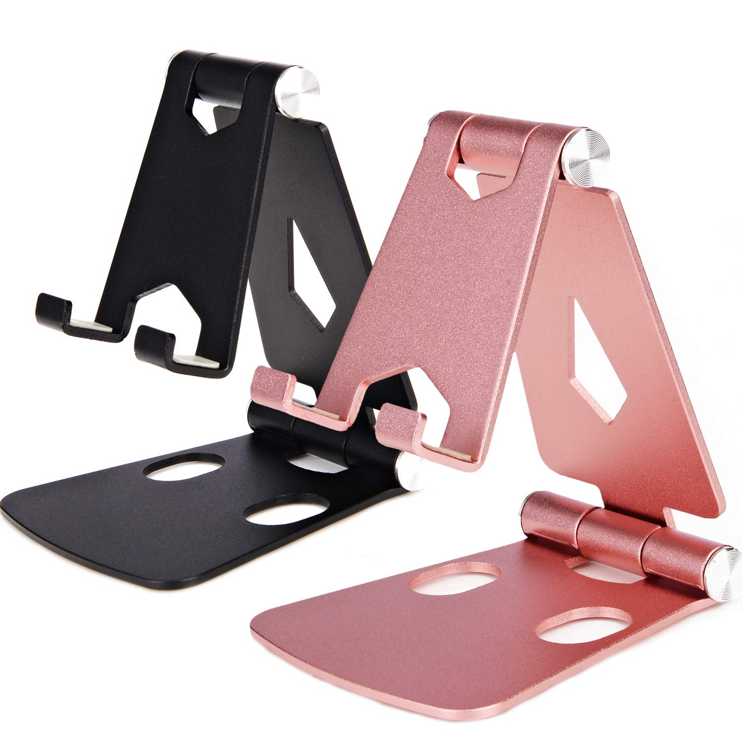 Jiucaie 2Pack Cell Phone Stand For Angle Height Adjustable Desk Sturdy Aluminum Metal Cute Phone Holder For Iphone,Ipad, Mobile