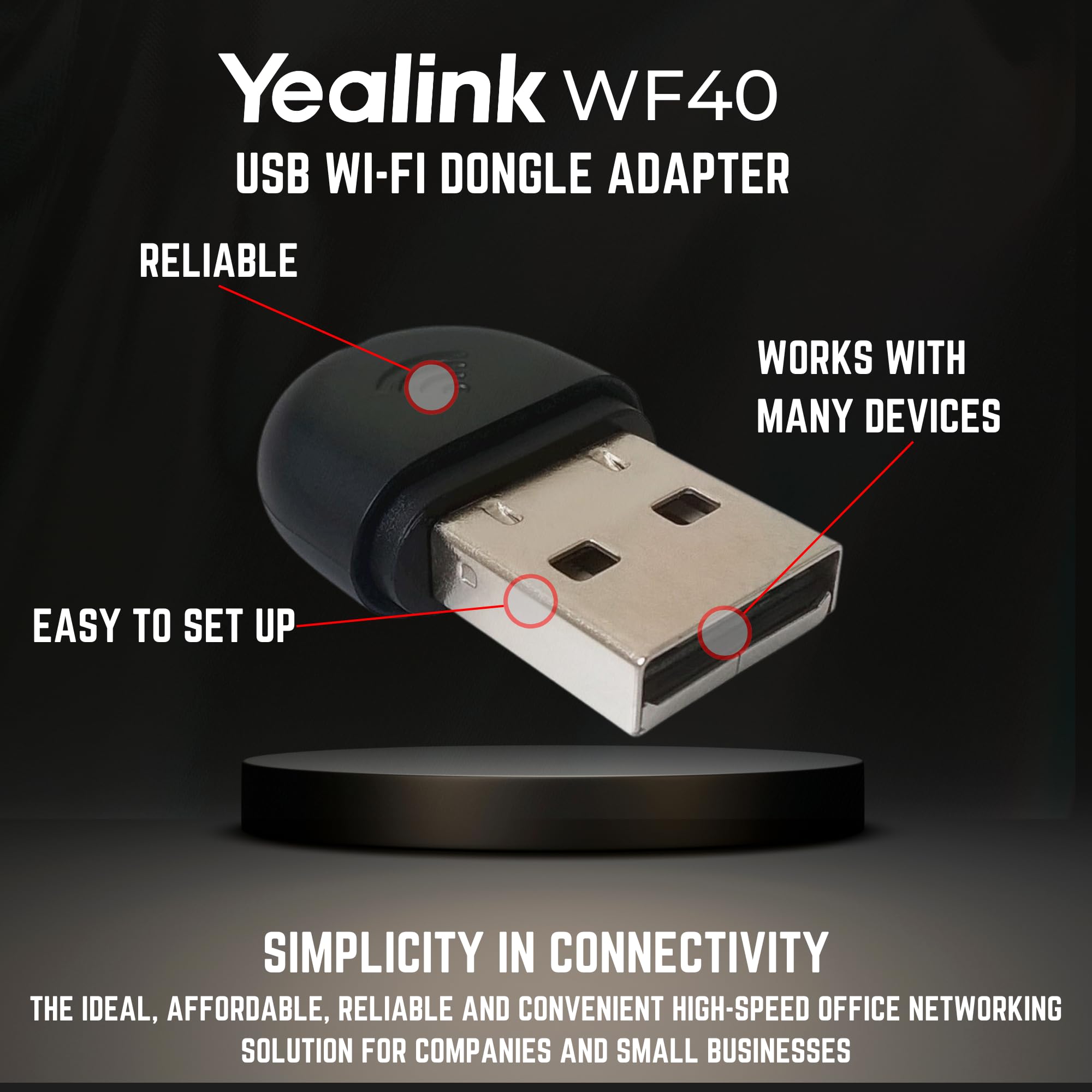 Yealink Wf40 Wi Fi Dongle Adapter Usb (Pack Of 10) For Ip Phones Compatible Models   T27G, T29G, T46G, T48G, T41S, T42S, T46S, T