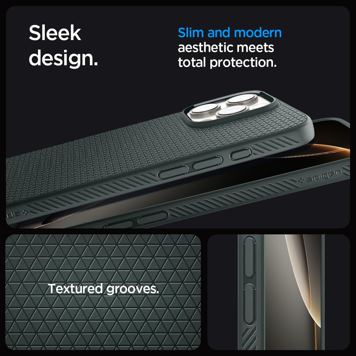 Spigen Liquid Air Designed For Iphone 16 Pro Case [Not Compatible With Magsafe], [Military Grade Protection]   Abyss Green