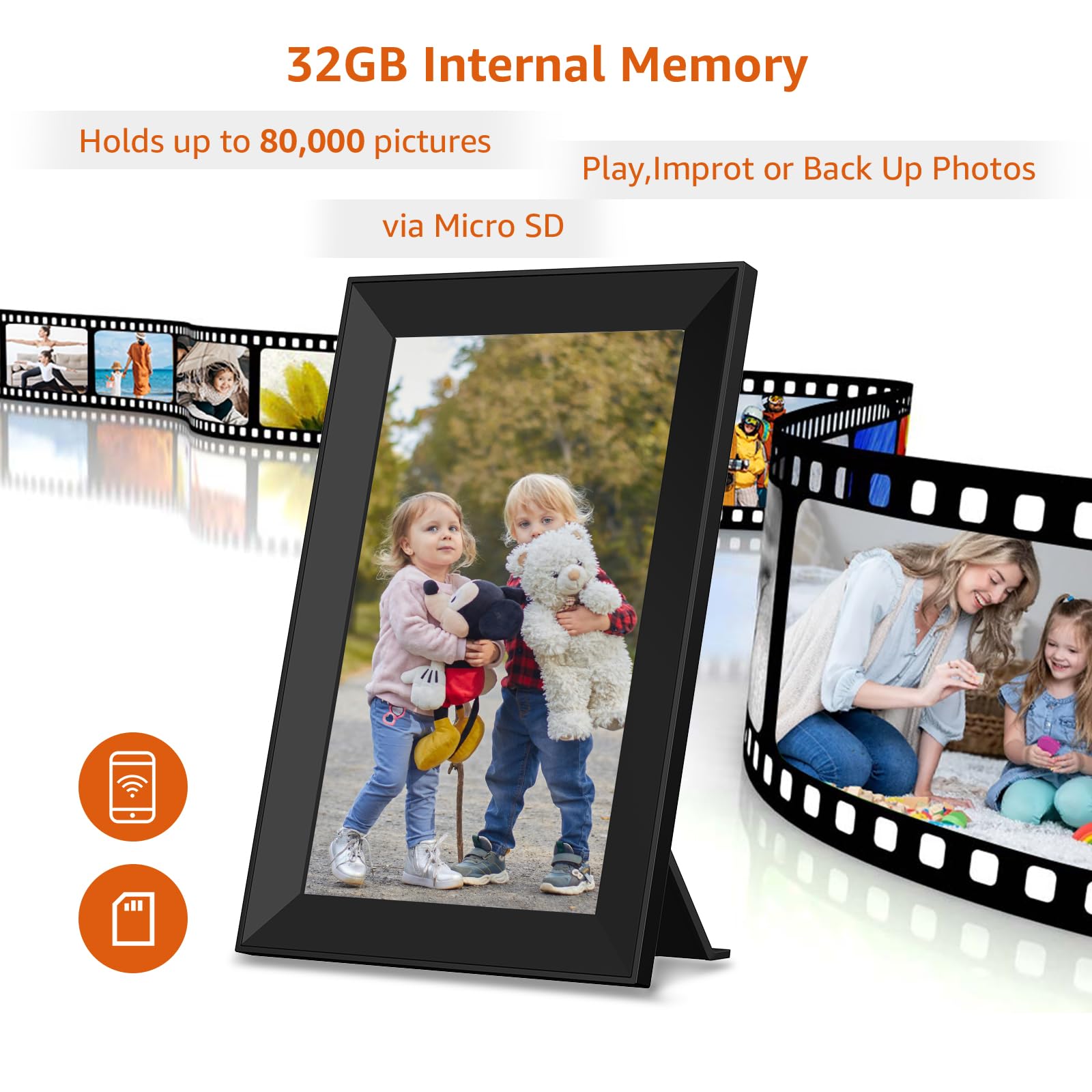 Frameo Digital Picture Frame Wifi 10.1 Inch Digital Photo Frame Auto Rotate & Slideshow Electronic Picture Frame 32Gb Hd Ips Tou
