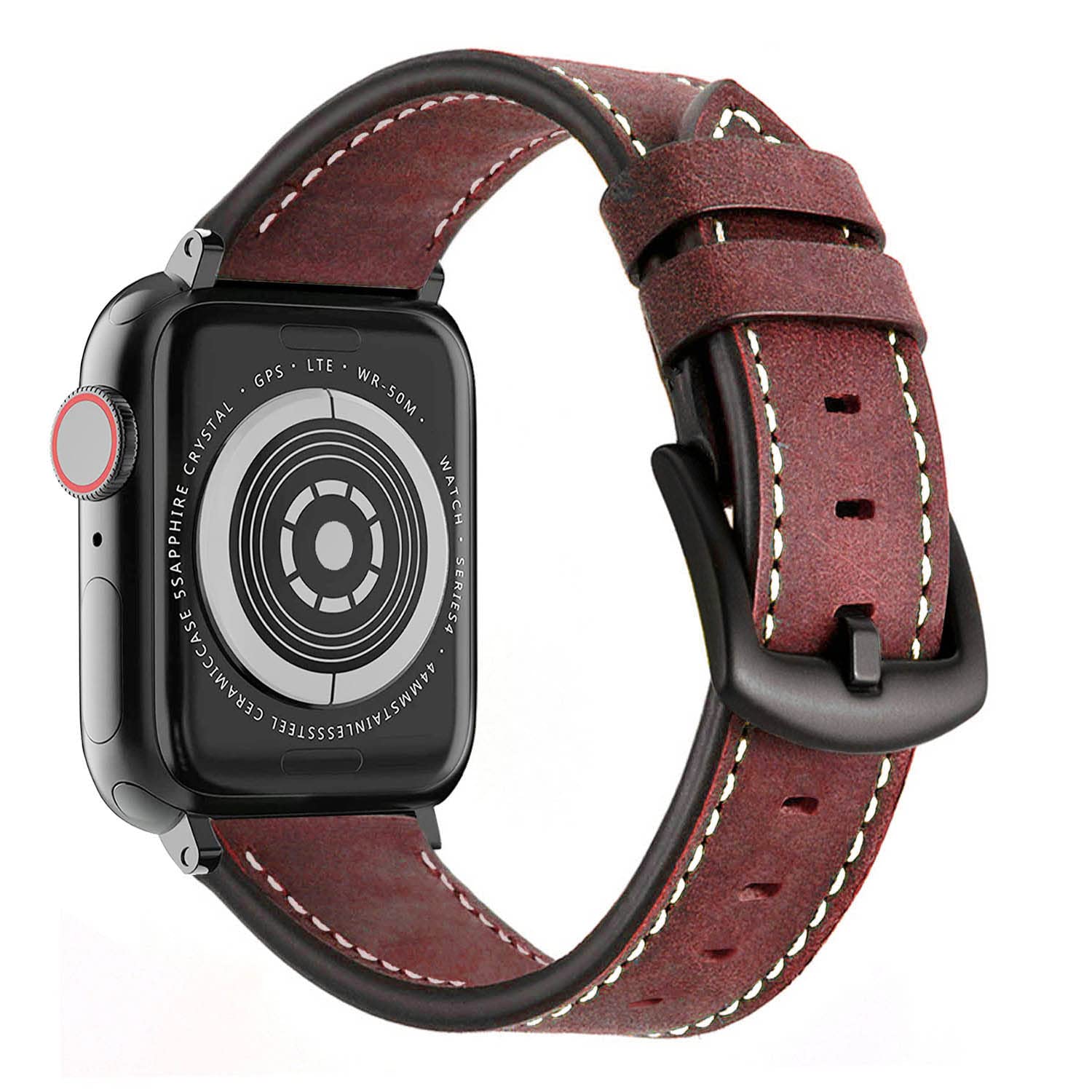 Botomall Compatible With Apple Watch Band 41Mm 40Mm 38Mm Series 9 8 7 Se 6 5 4 3 2 1,Premium Soft Top Leather With Classic Buckle Replacement Straps For Iwatch