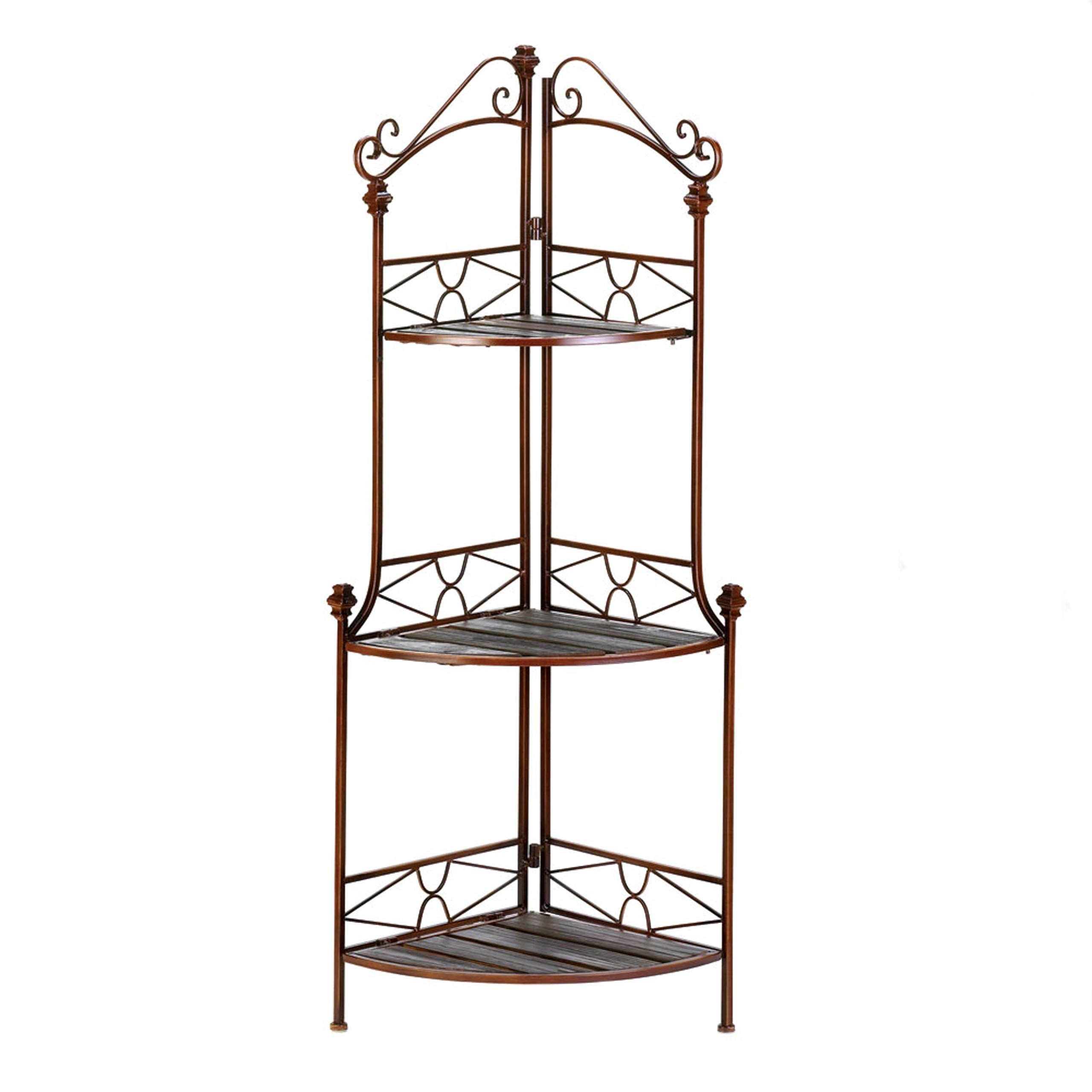 Rustic Corner Bakers Rack 14x14x47