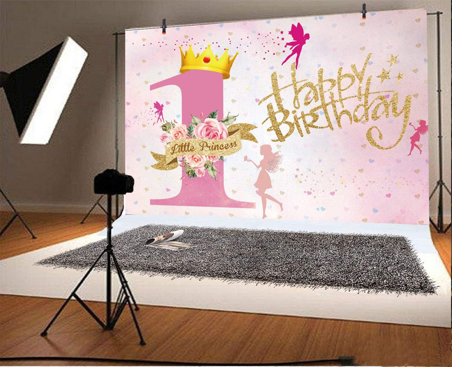 Lfeey 1St Birthday Backdrops For Photography Girl Princess Sweet Pink First Birthday Photo Background Kids Baby Girls 1 Year Old
