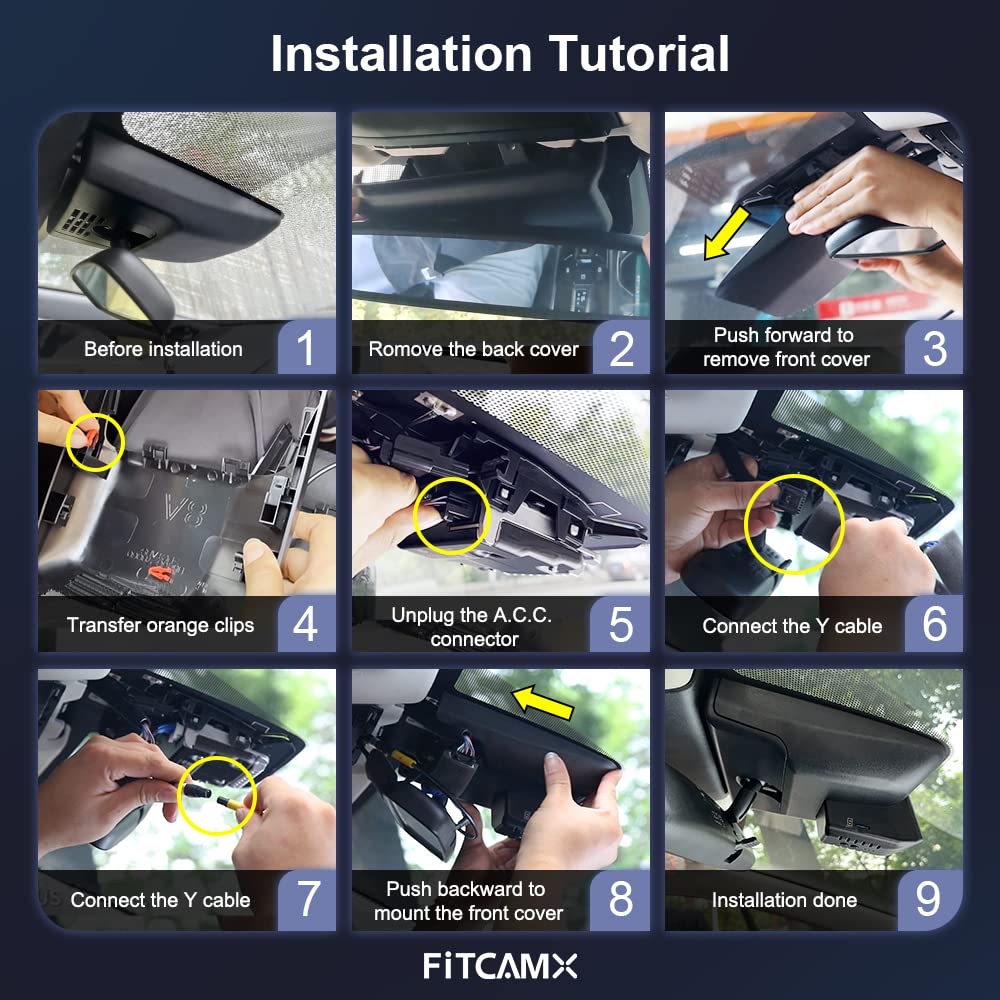 Fitcamx Front 4K+Rear 1080P Dash Cam For 2023 2024 Toyota Corolla Le Se Xle Xse Hybrid Hatchback, Oem Style, Dual Hd Video, Loop